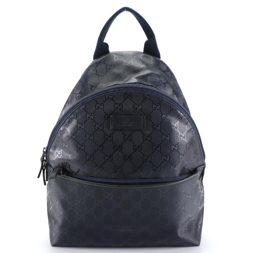 Gucci Children's GG Backpack in Navy PVC and Leather