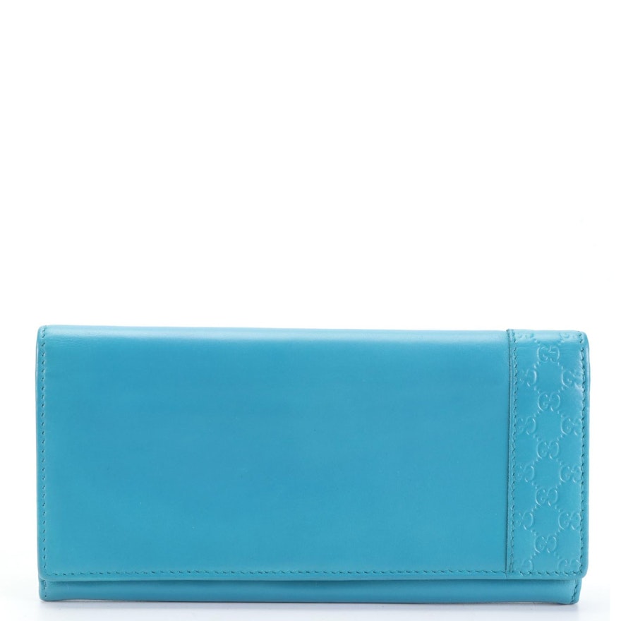 Gucci Long Wallet in Leather with Guccissima Trim