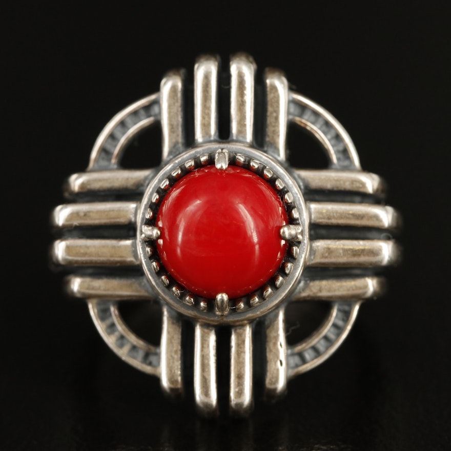 American West by Carolyn Pollack Sterling Santa Fe Style Cross Ring