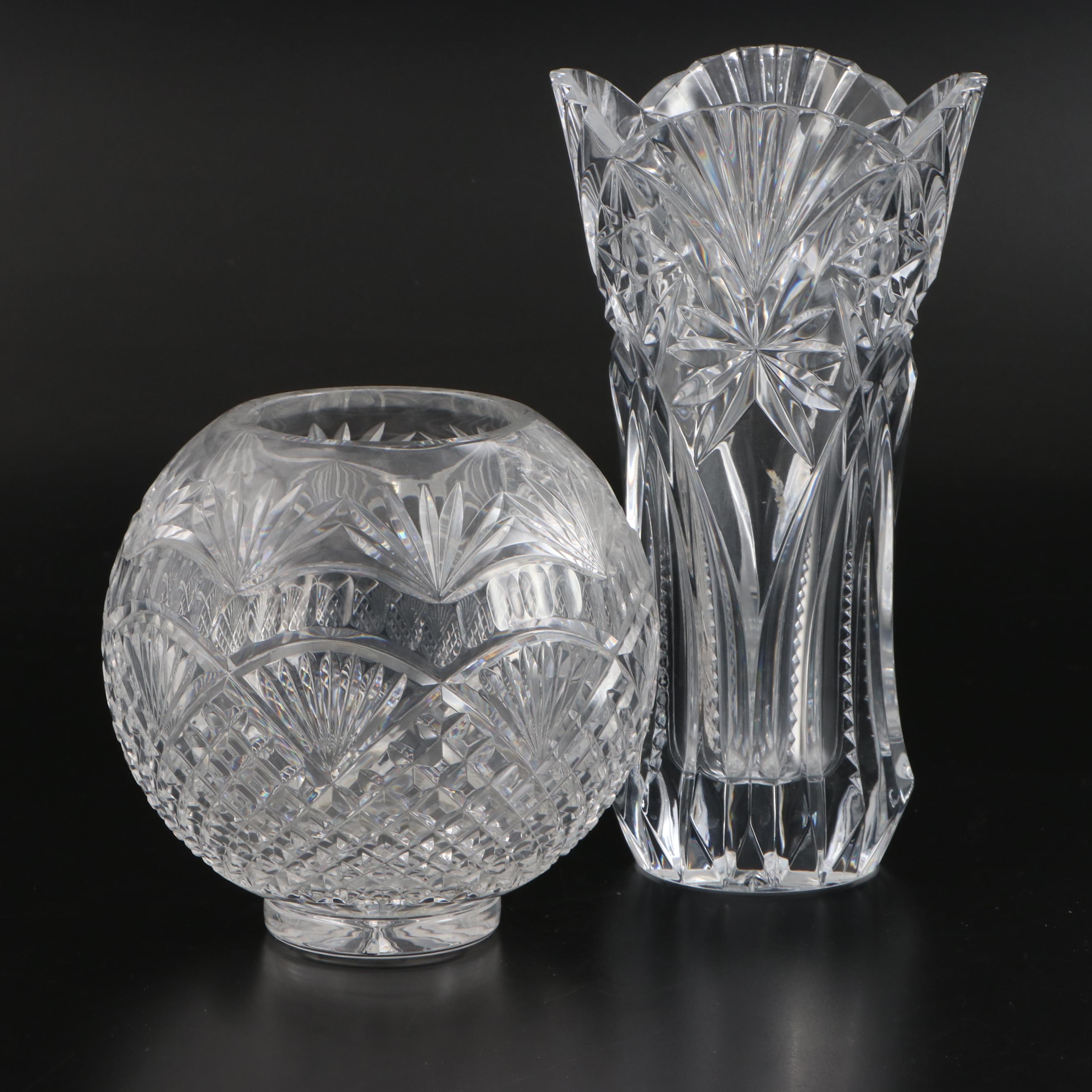 Waterford "Cecily" Crystal Rose Bowl with Other Crystal Bouquet Vase