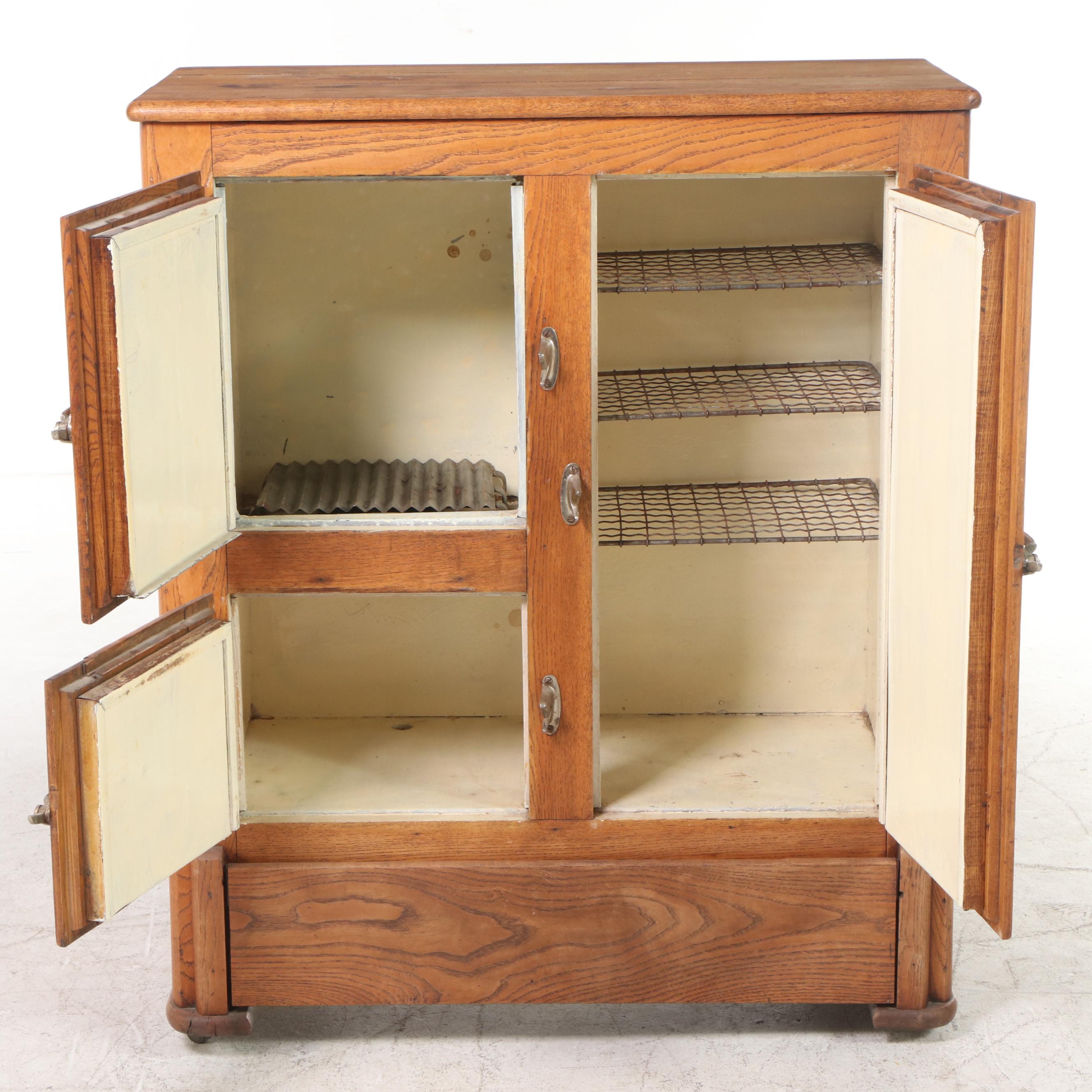 The Monarch Refrigerator Works Oak Triple-Door Ice Box