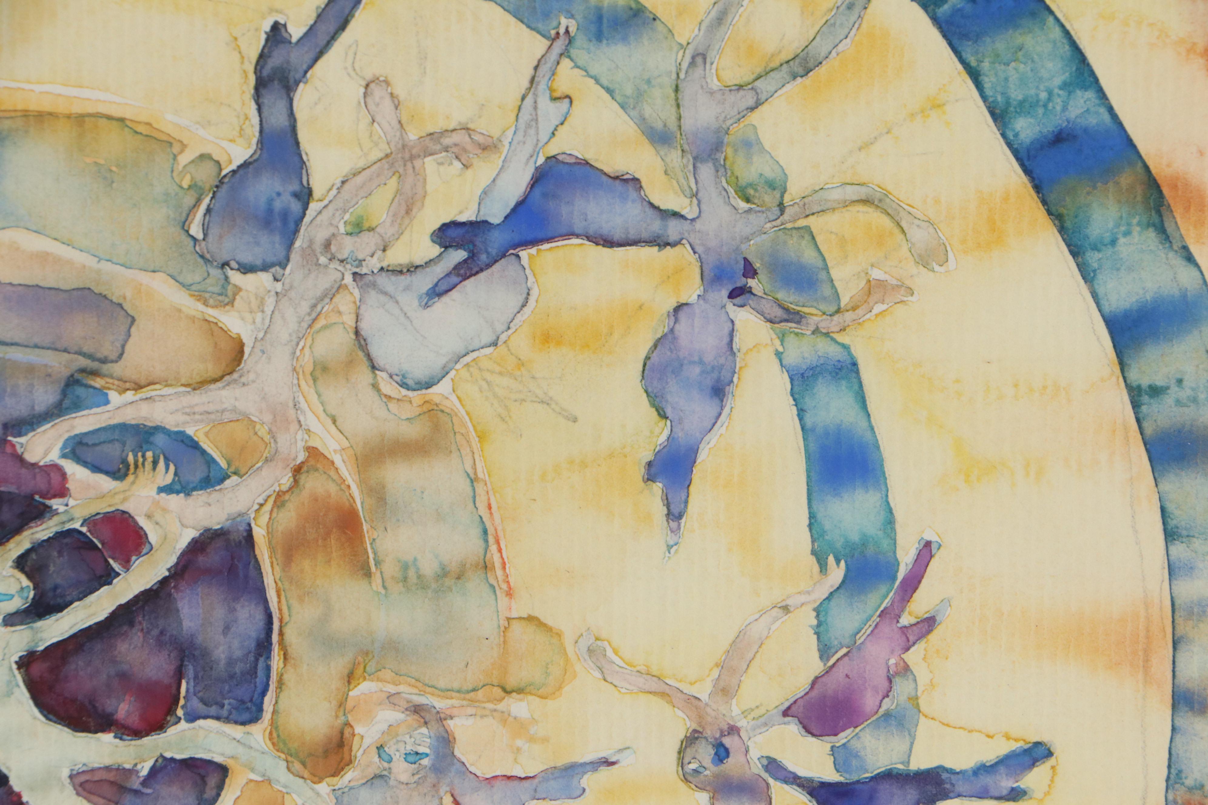Walter Sorge Watercolor Painting "Falling Angels," 1992