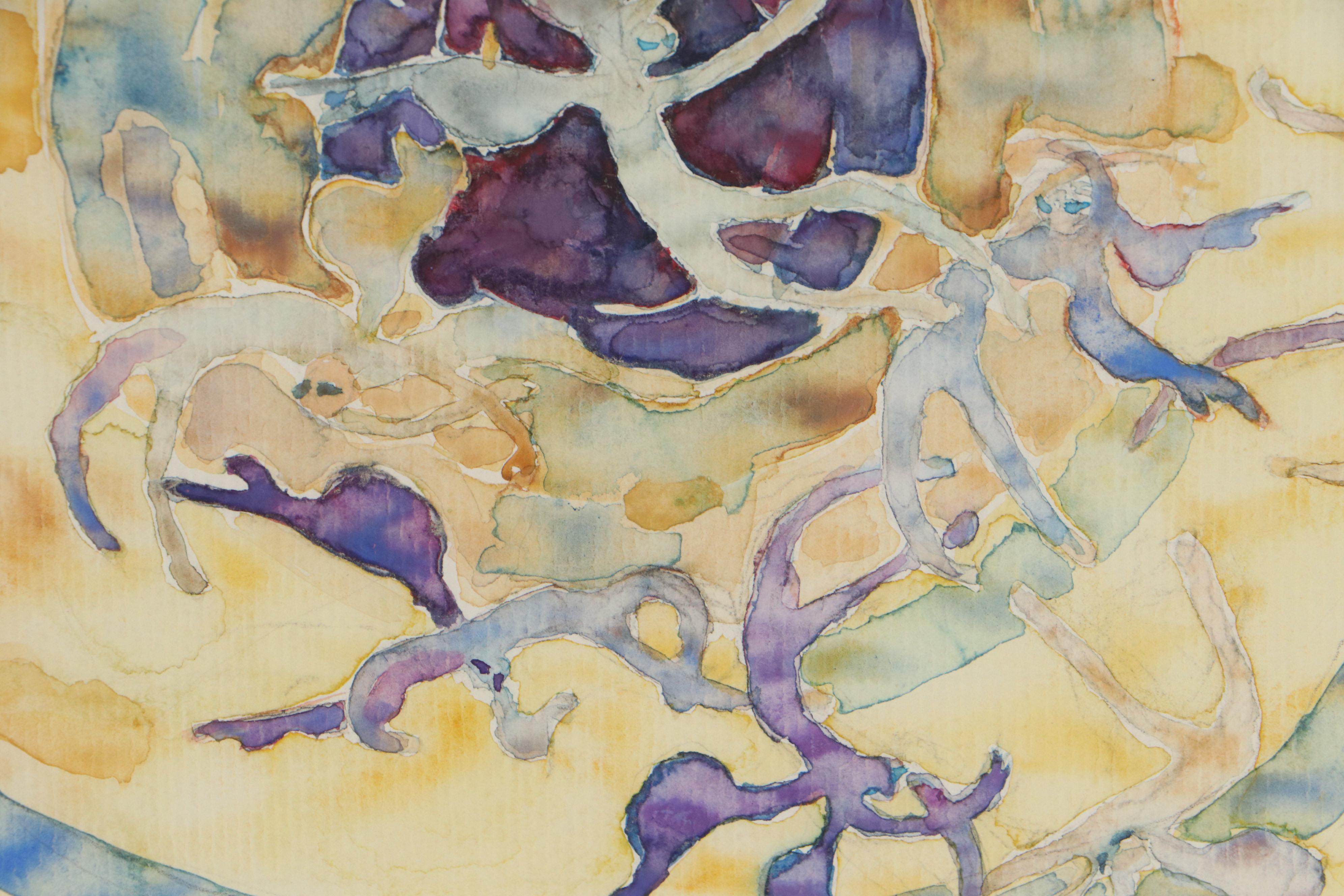 Walter Sorge Watercolor Painting "Falling Angels," 1992