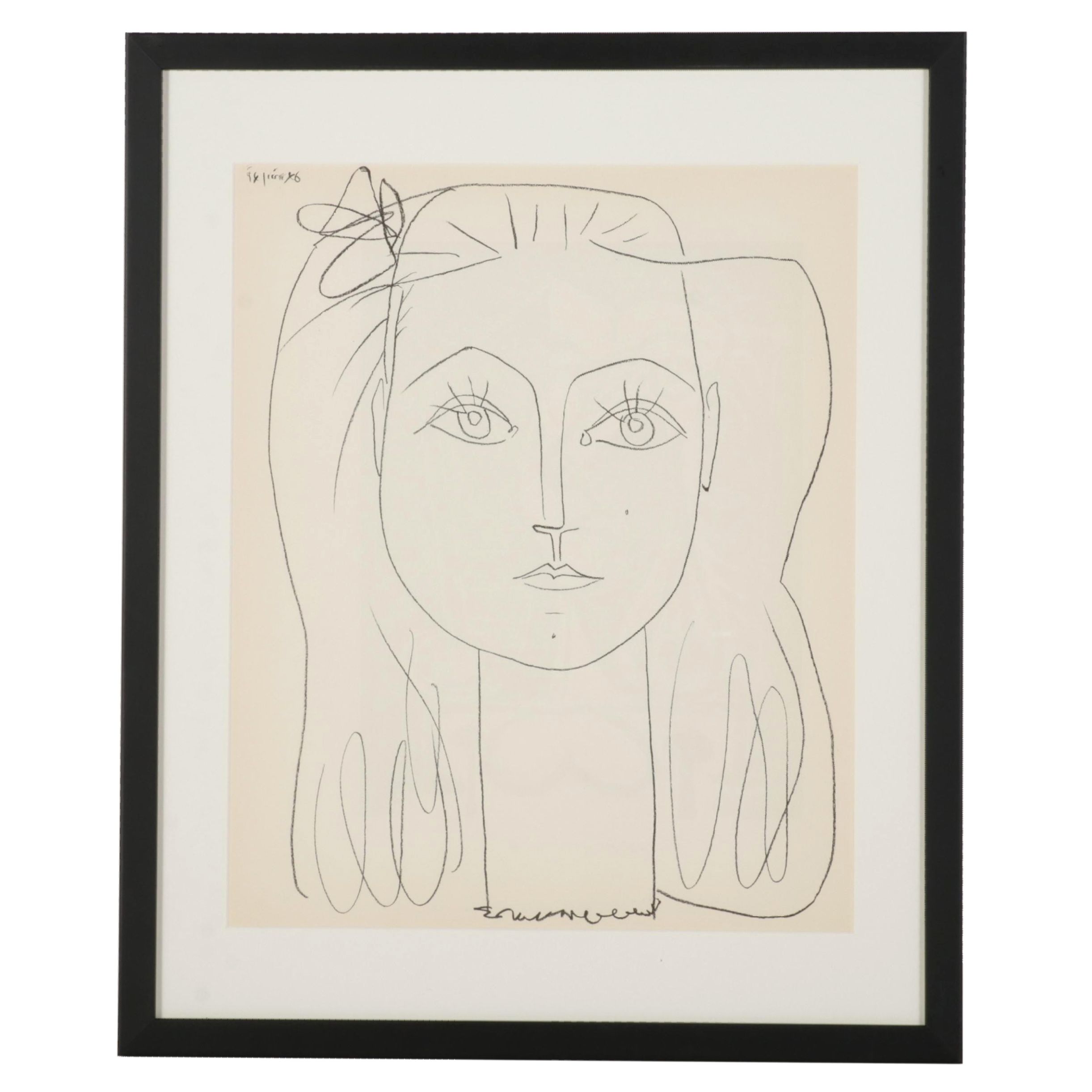 Lithograph After Pablo Picasso "Françoise au nœud dans les cheveux," 1959
