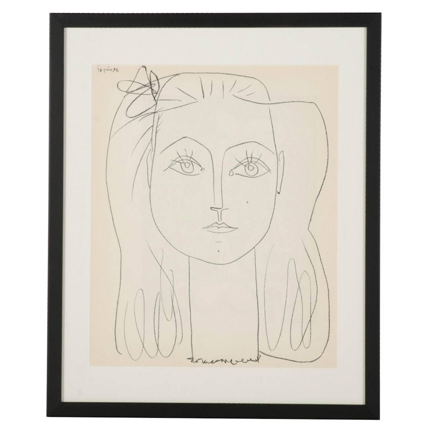 Lithograph After Pablo Picasso "Françoise au nœud dans les cheveux," 1959