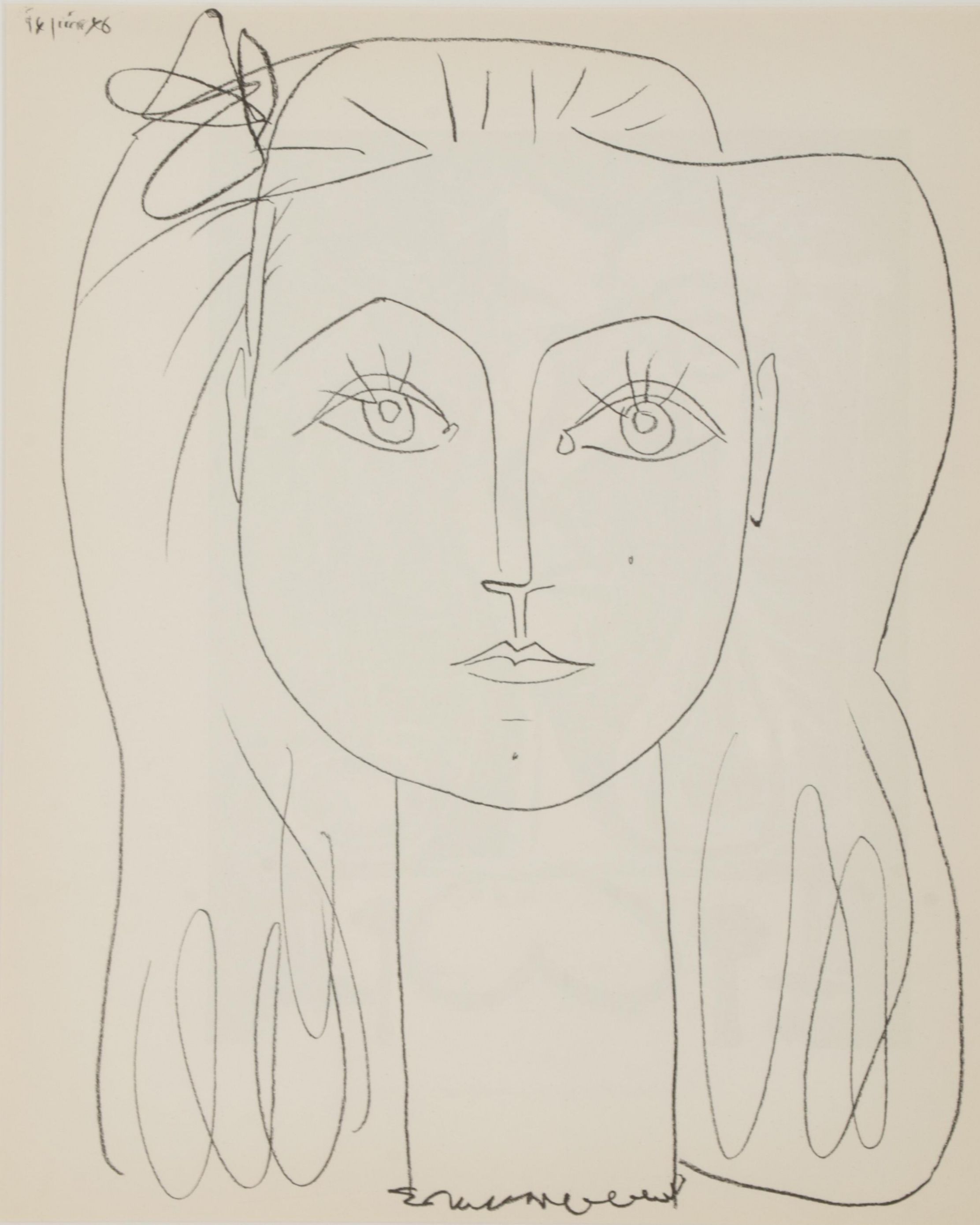 Lithograph After Pablo Picasso "Françoise au nœud dans les cheveux," 1959
