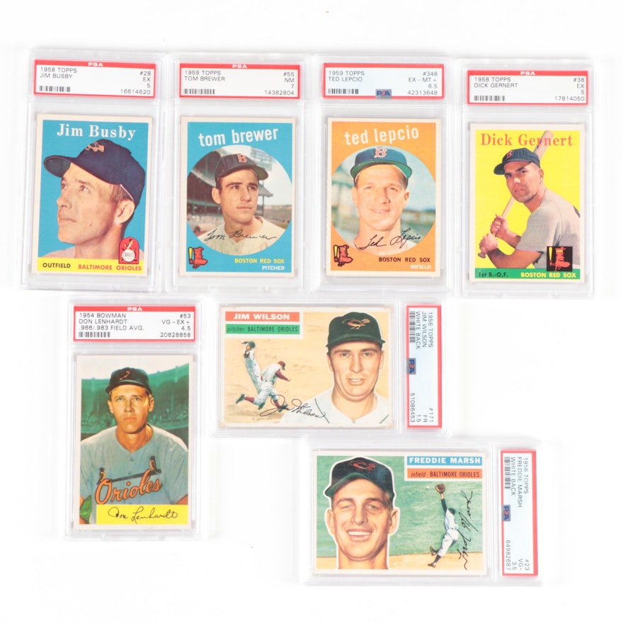 Bowman, Topps Orioles, Red Sox Graded Baseball Cards With Busby, More, 1950s