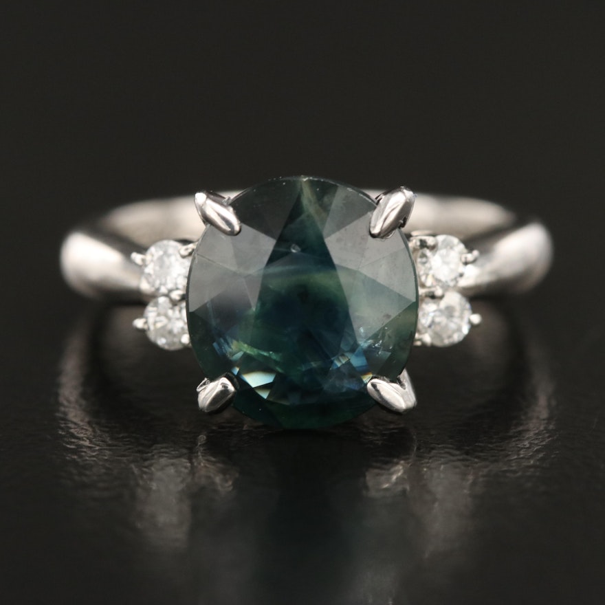 Platinum 3.27 CTW Sapphire and Diamond Ring