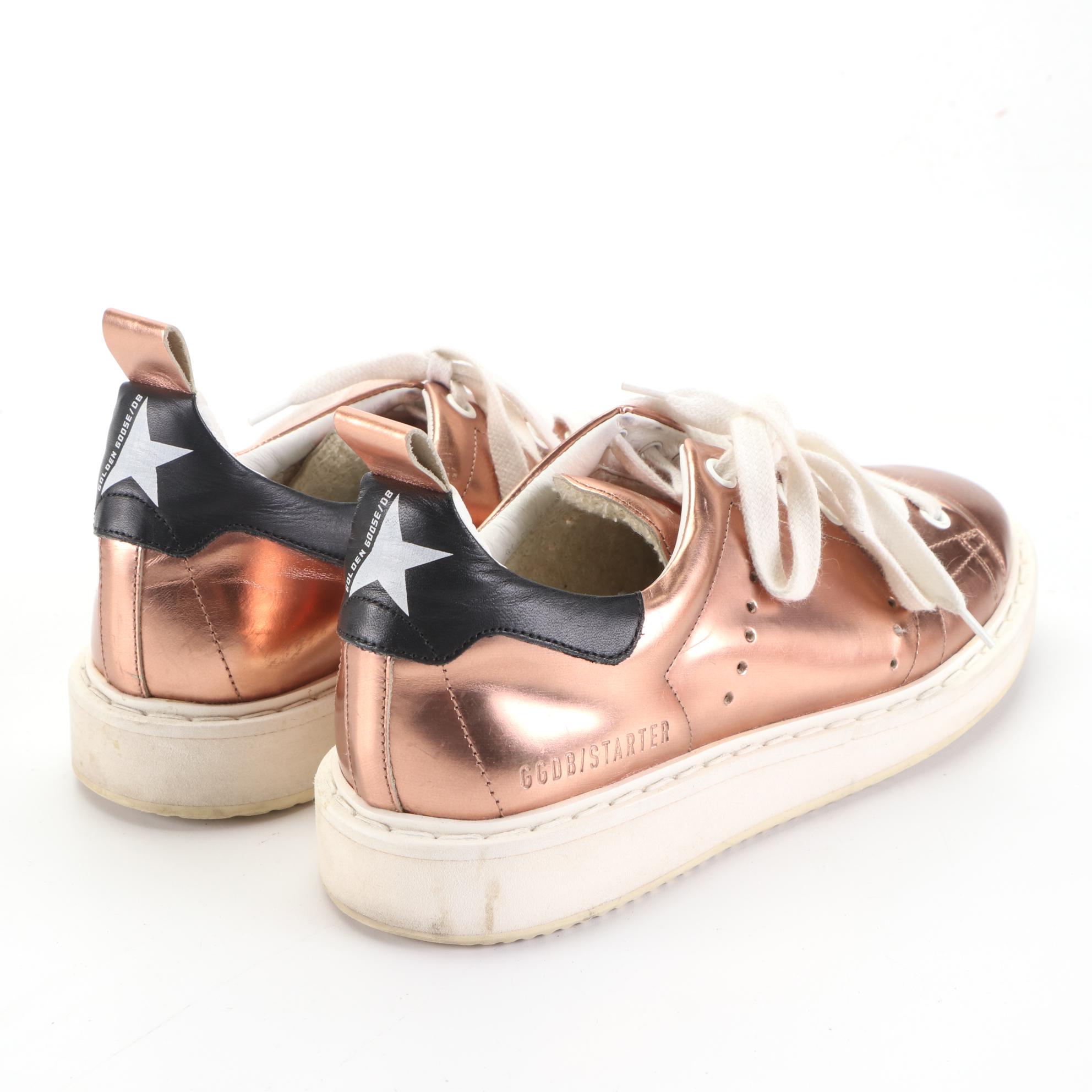 Golden Goose Deluxe Brand Starter Sneakers in Metallic Copper Leather