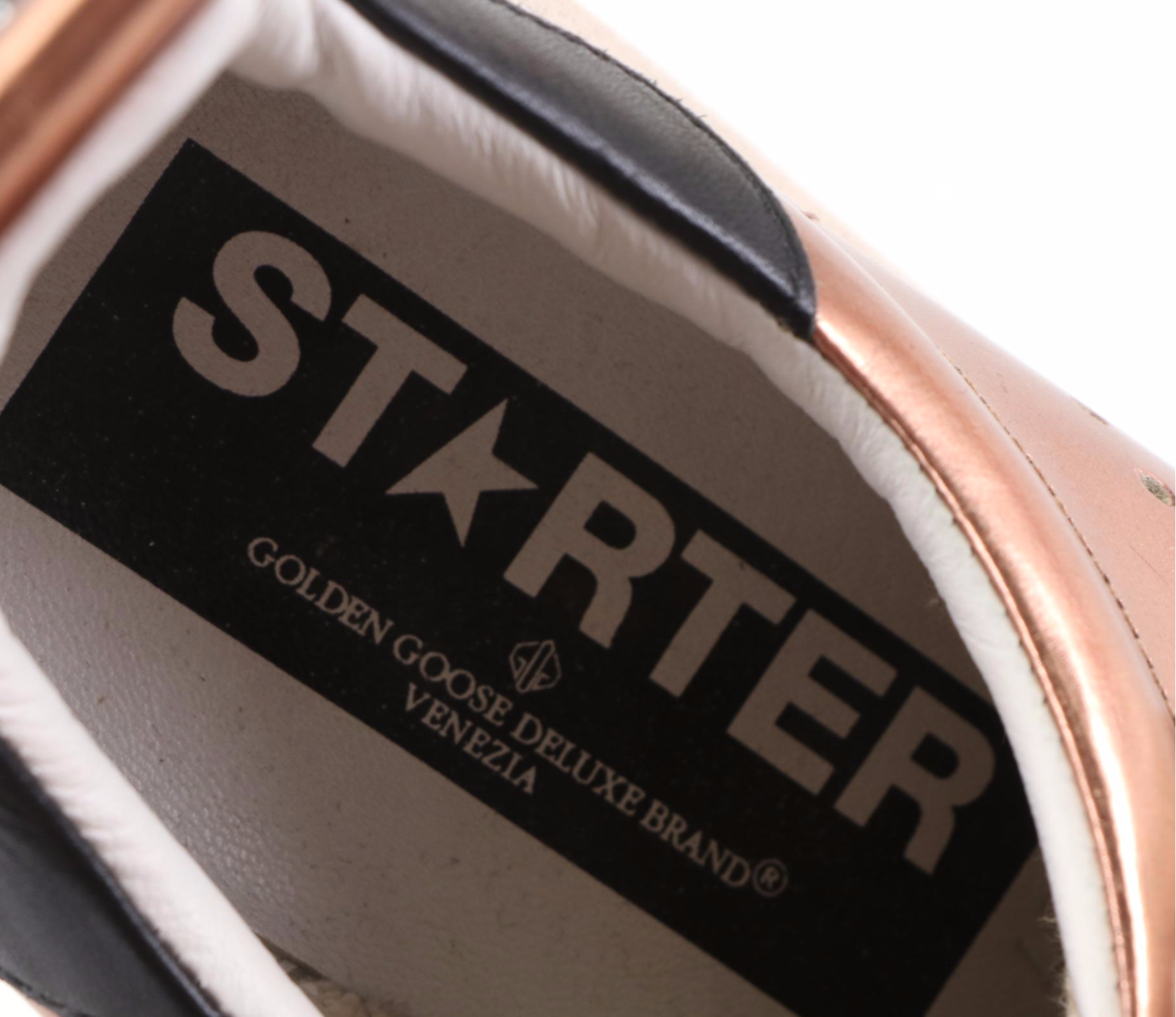 Golden Goose Deluxe Brand Starter Sneakers in Metallic Copper Leather