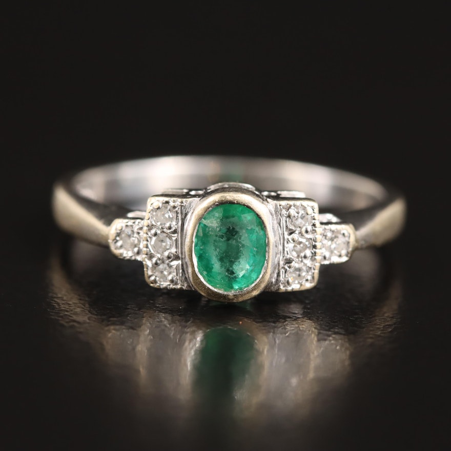 14K Emerald and Diamond Ring