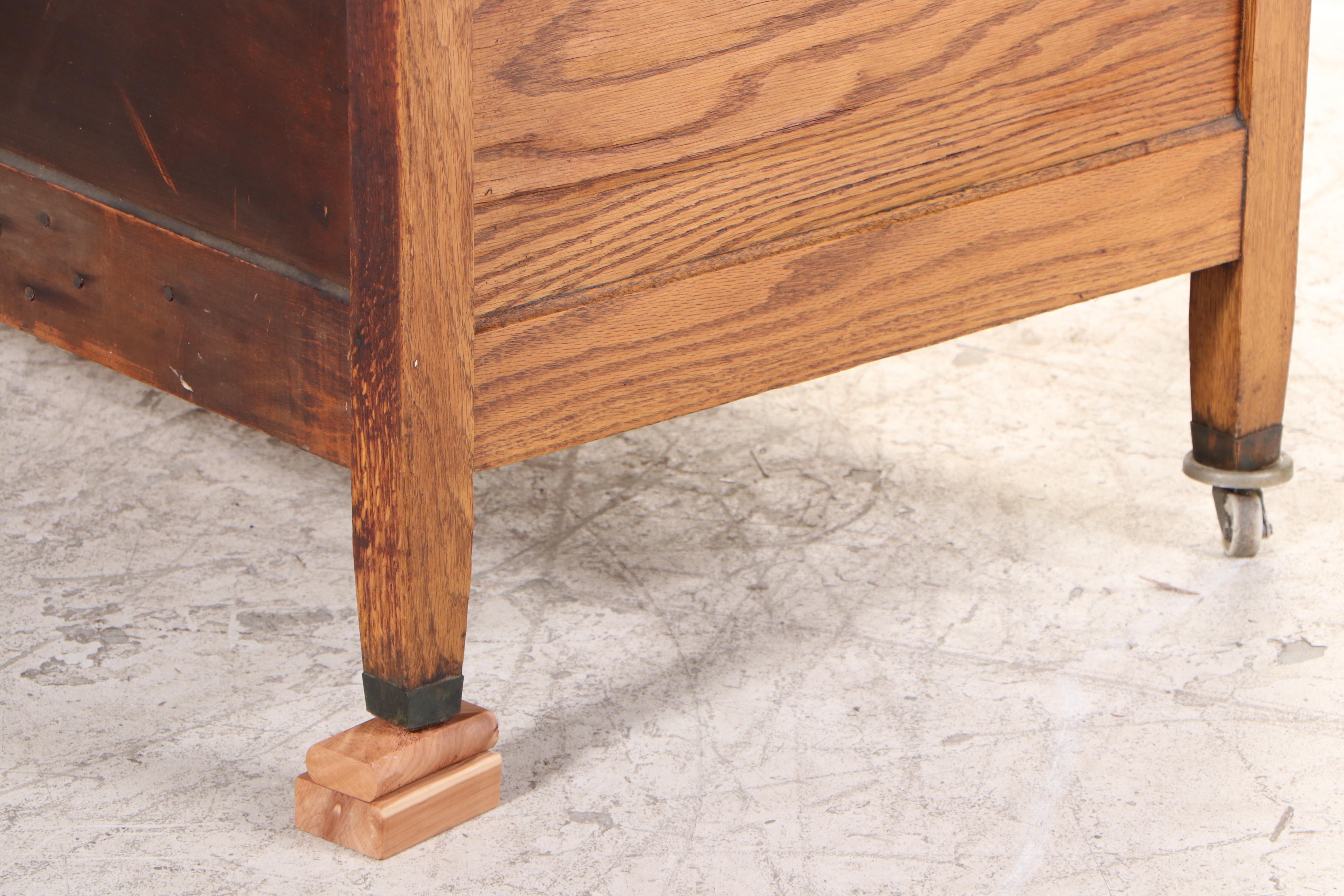 Oak Hoosier-Style Kitchen Cabinet with Enameled Metal Work Surface