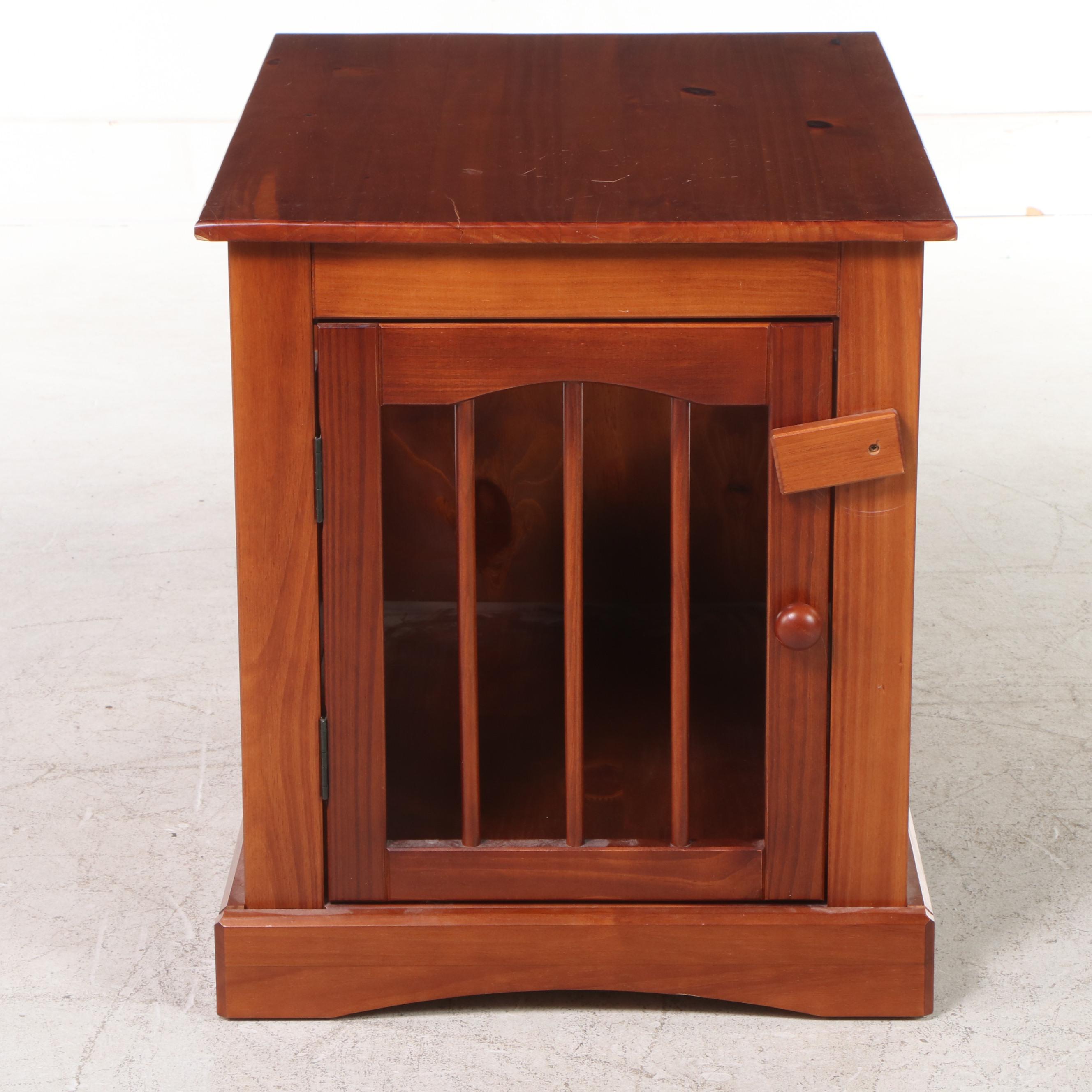 Contemporary Pine Dog Crate Side Table
