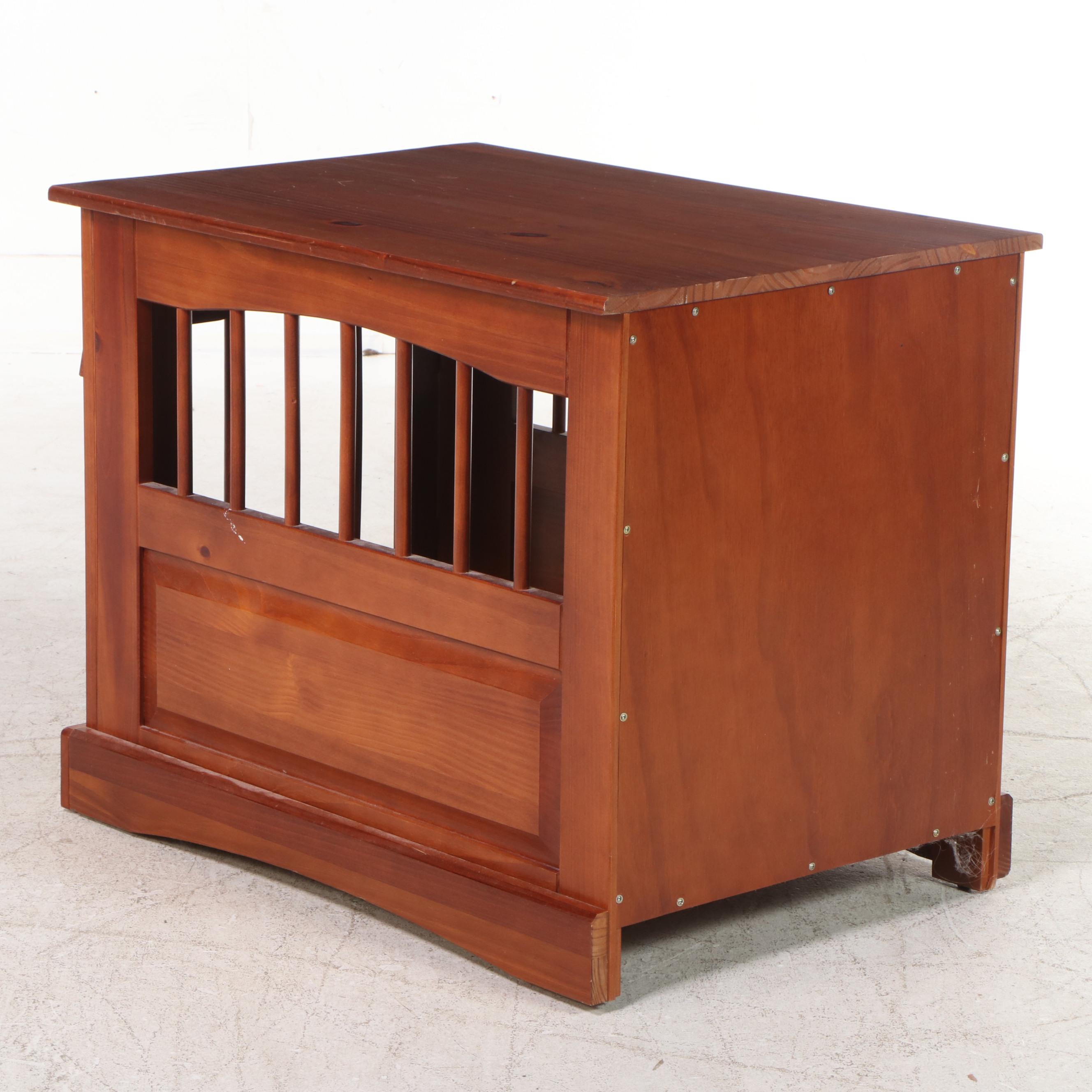 Contemporary Pine Dog Crate Side Table
