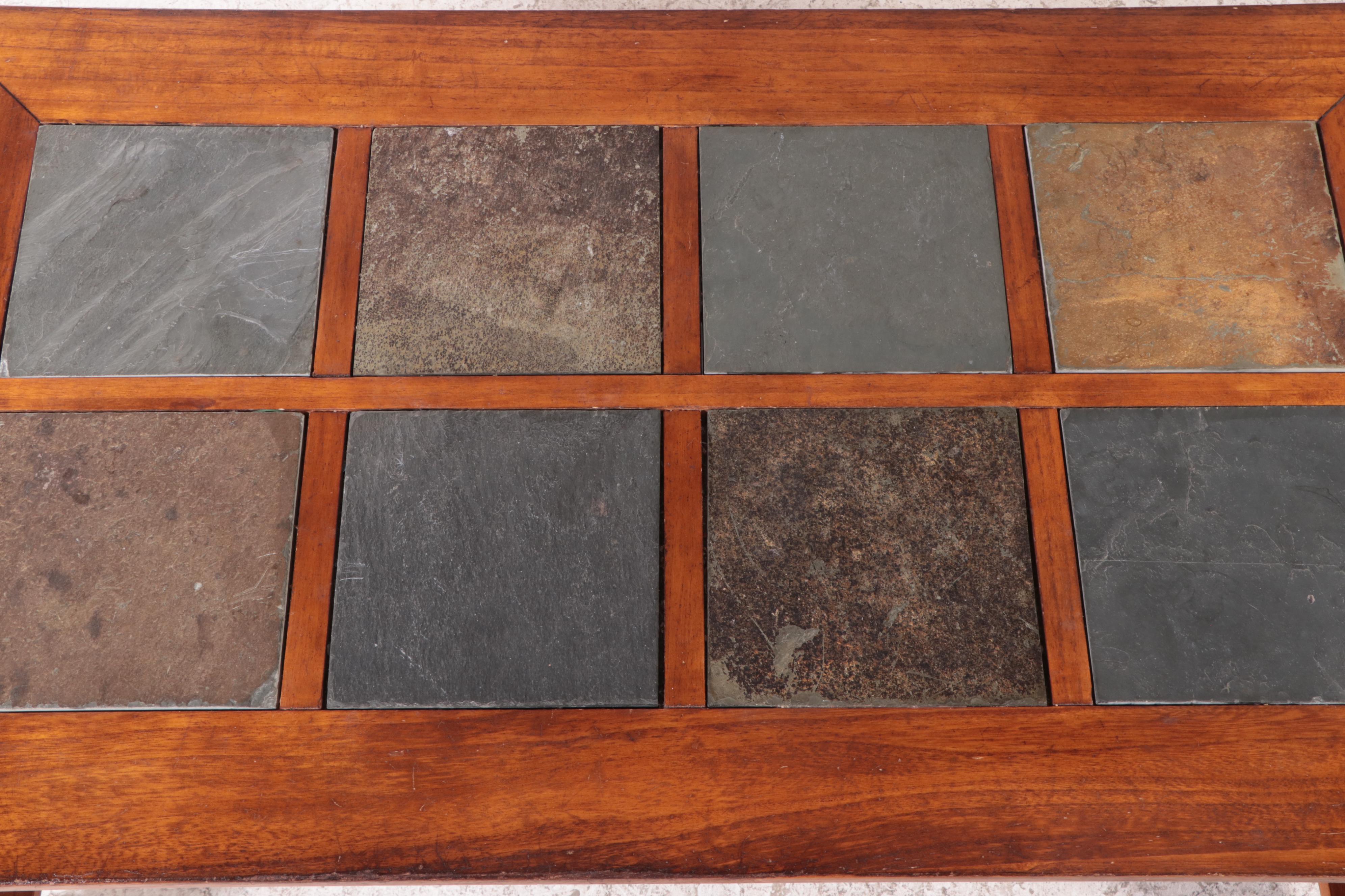 Contemporary Slate Tile Top Two-Tier Coffee Table