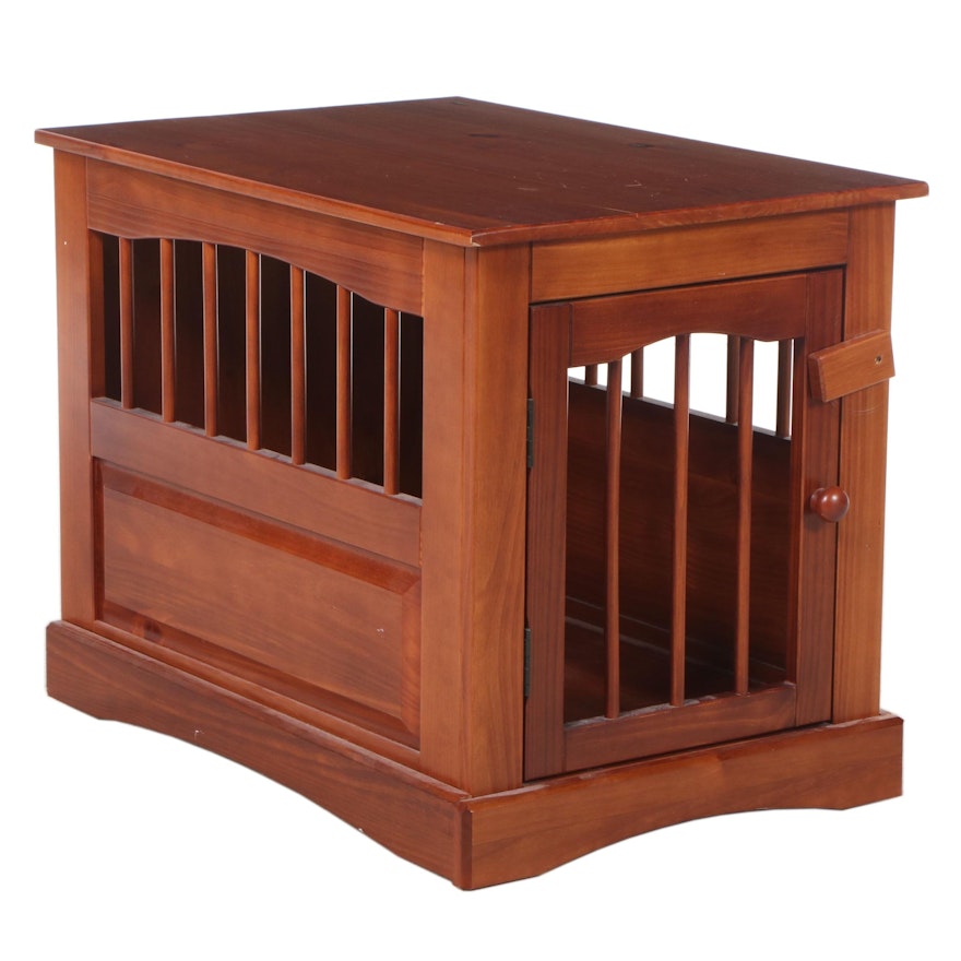 Contemporary Pine Dog Crate Side Table