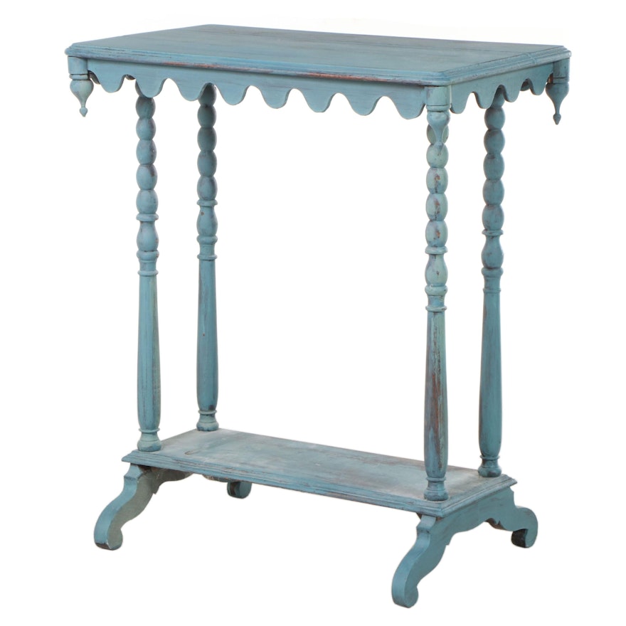 Victoriann Painted and Bobbin-Turned Two-Tier Side Table, Late 19th Century