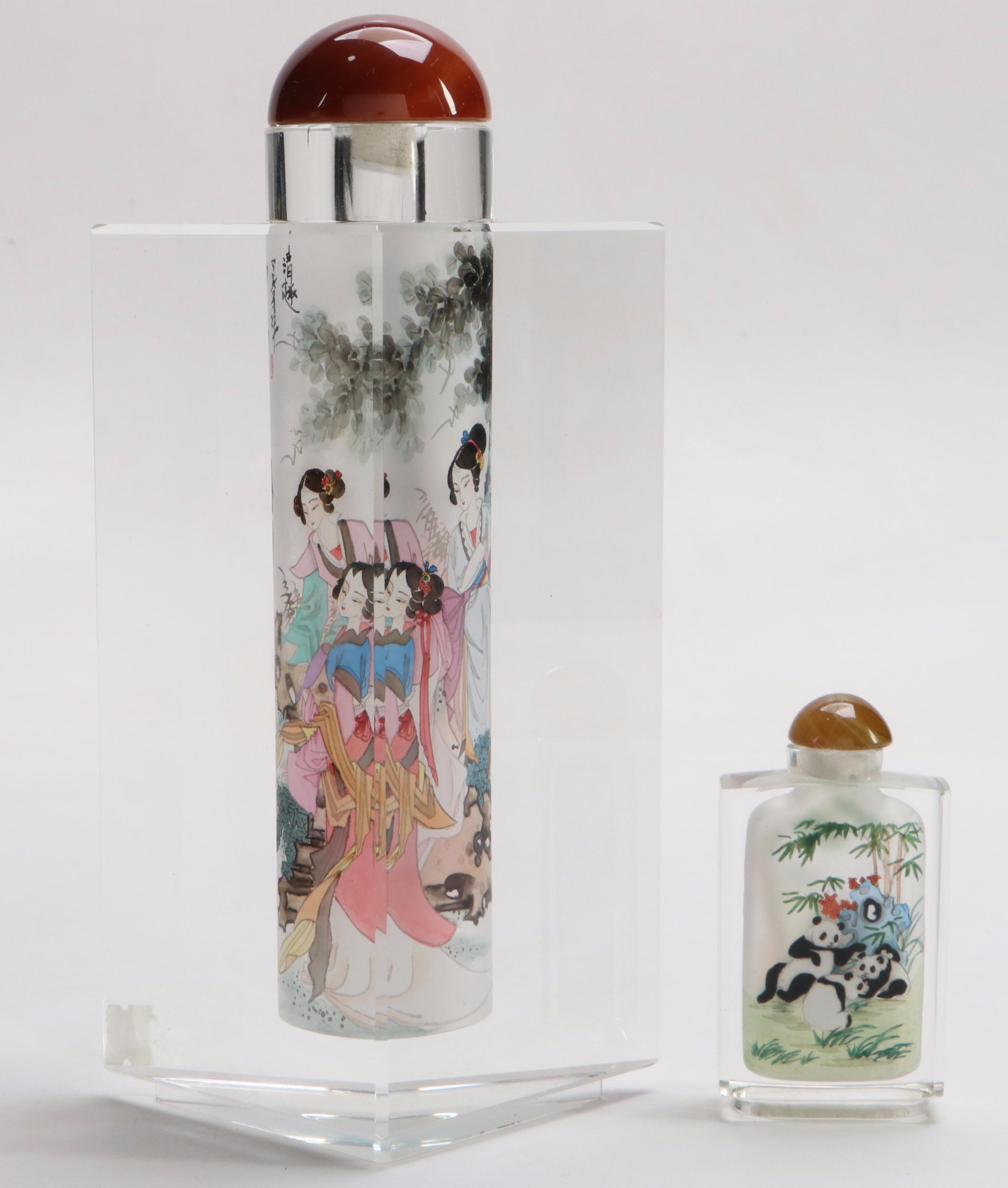 Chinese Reverse Painted Perfume Bottles and Figurines