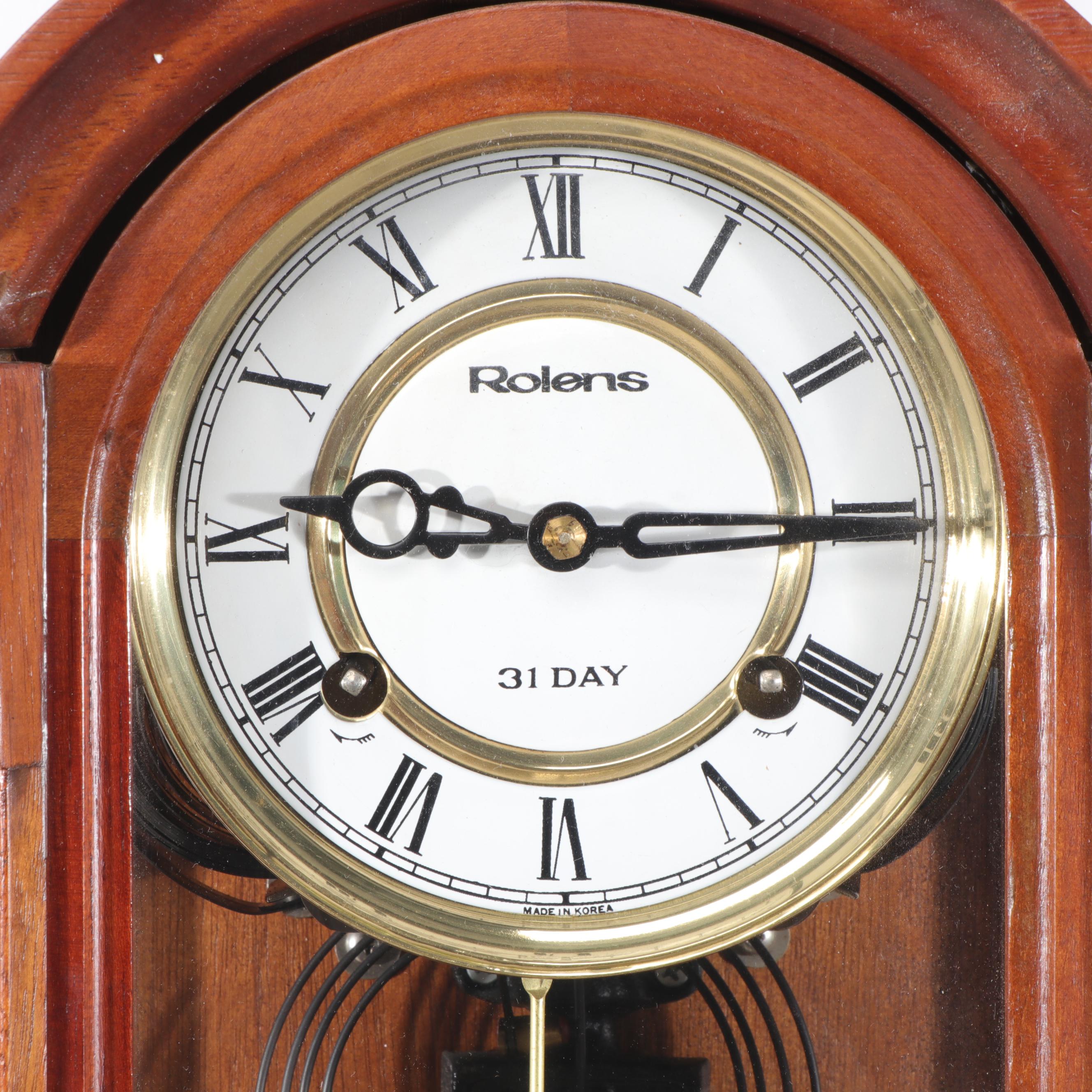 Rolens 31-Day Regulator Wood Wall Clock