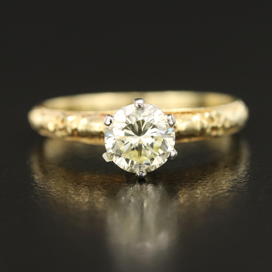 Vintage 18K 0.78 CTW Diamond Ring with Orange Blossom Detail