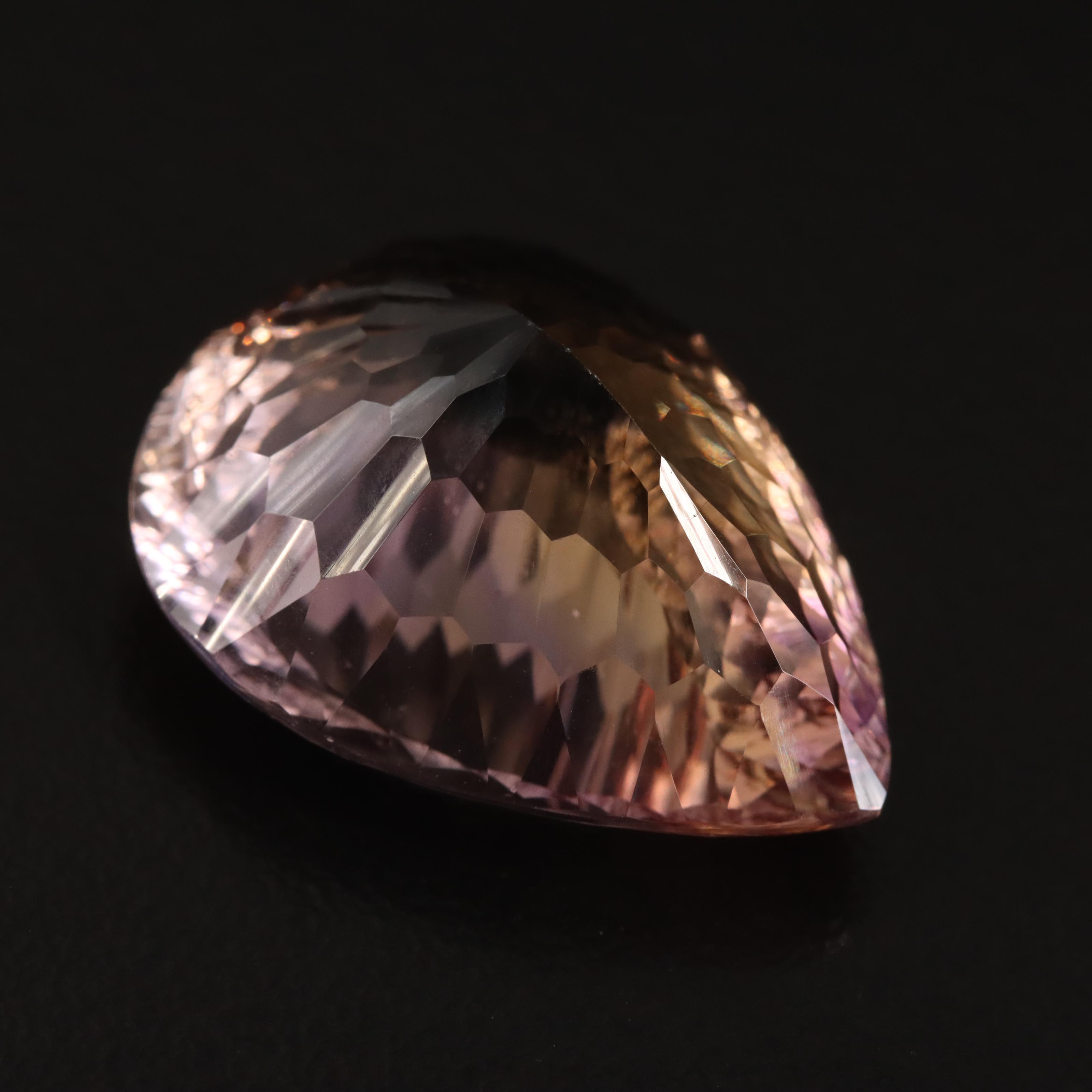 Loose 27.52 CT Pear Fantasy Faceted Ametrine