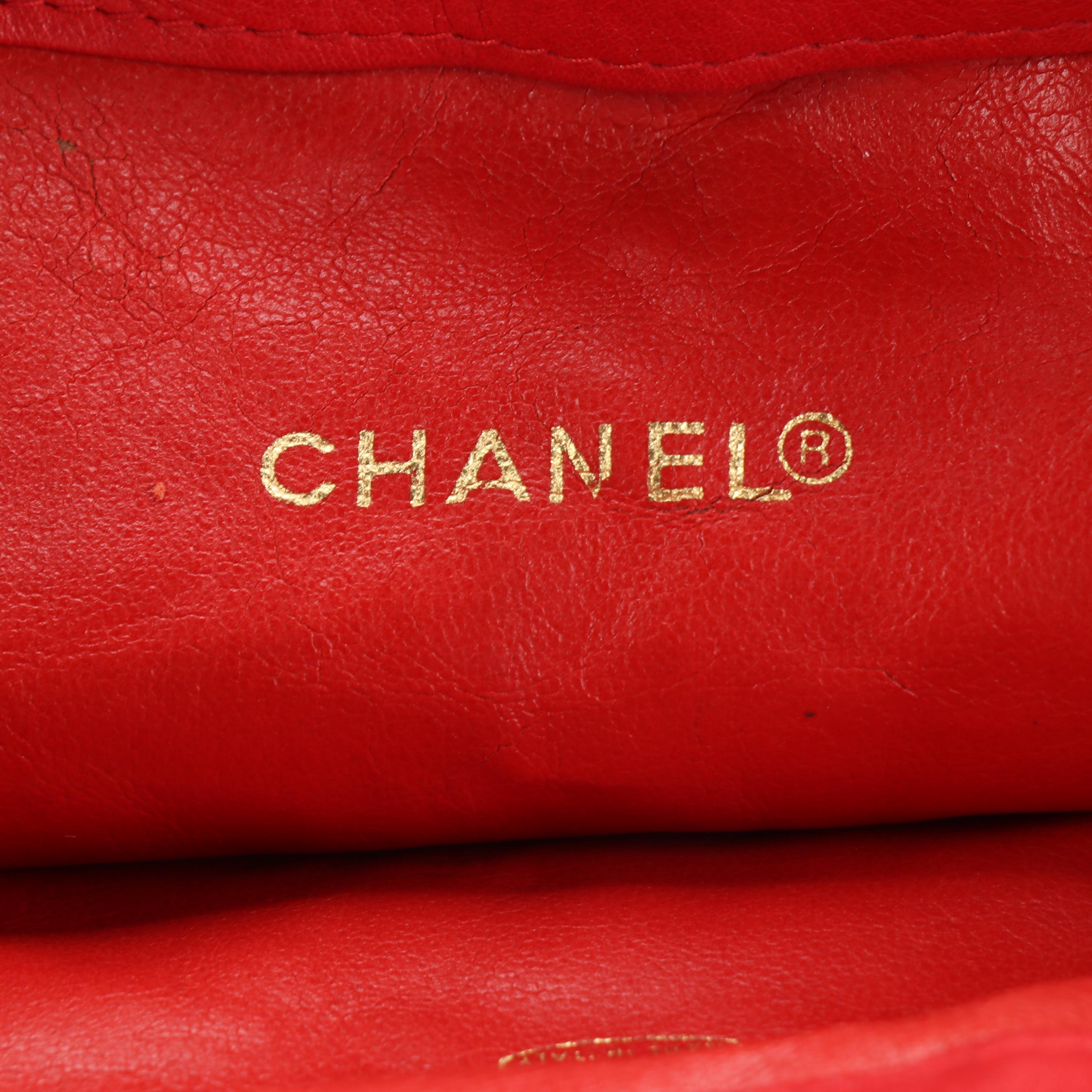 Chanel Red Leather Bucket Bag with Zip Pouch