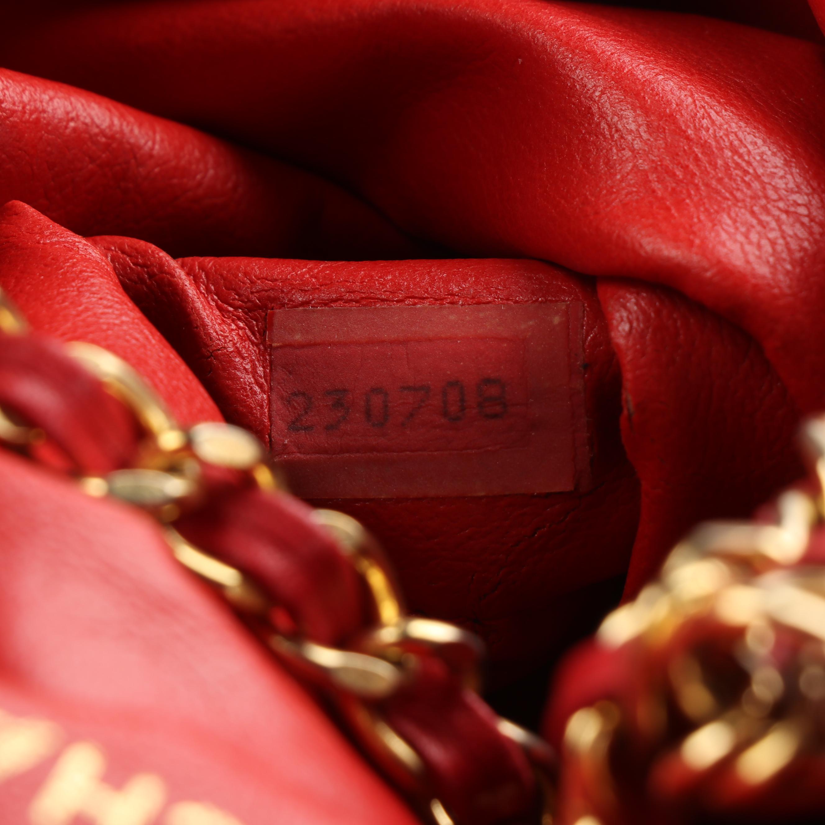 Chanel Red Leather Bucket Bag with Zip Pouch