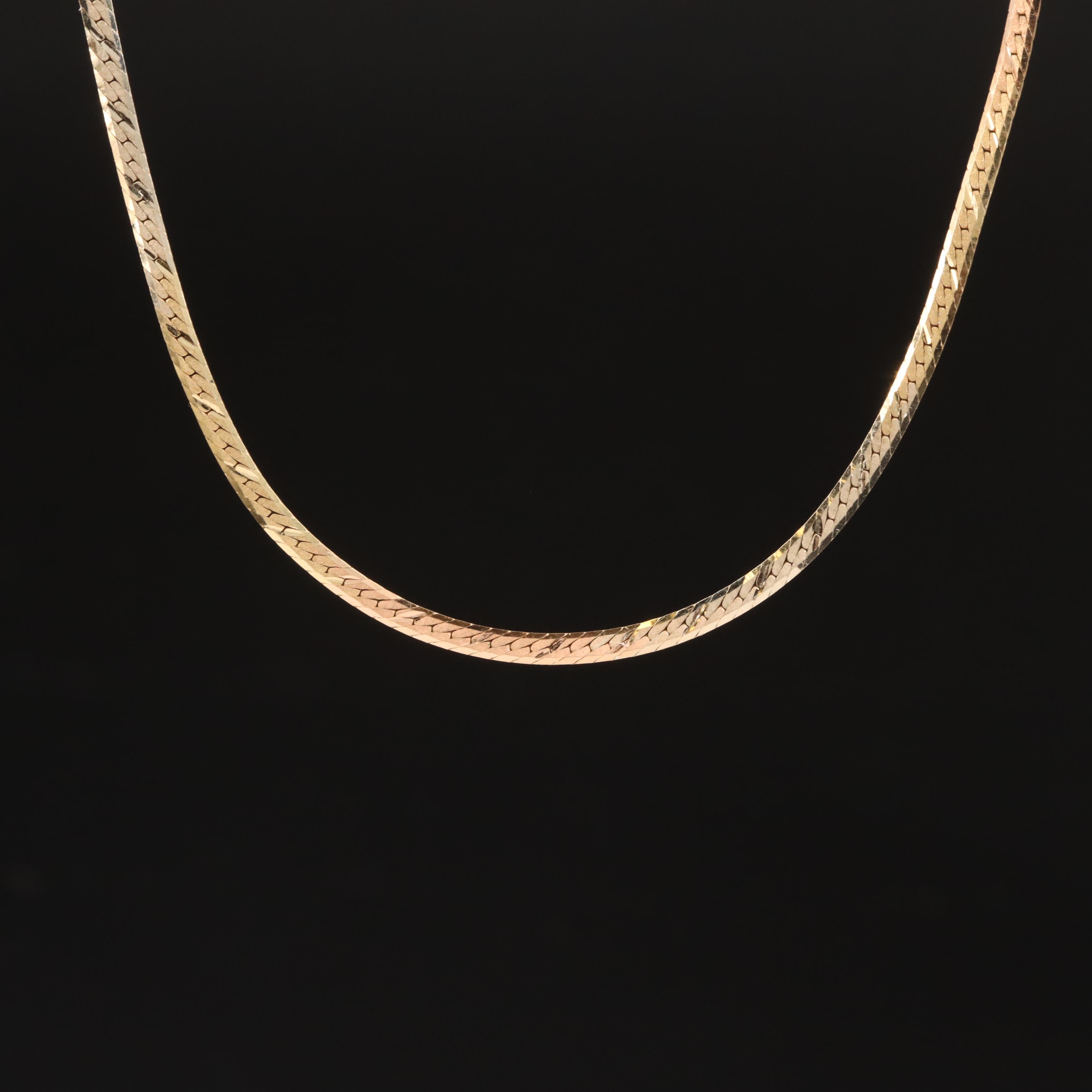 Italian 14K Tri-Color Engraved Herringbone Chain