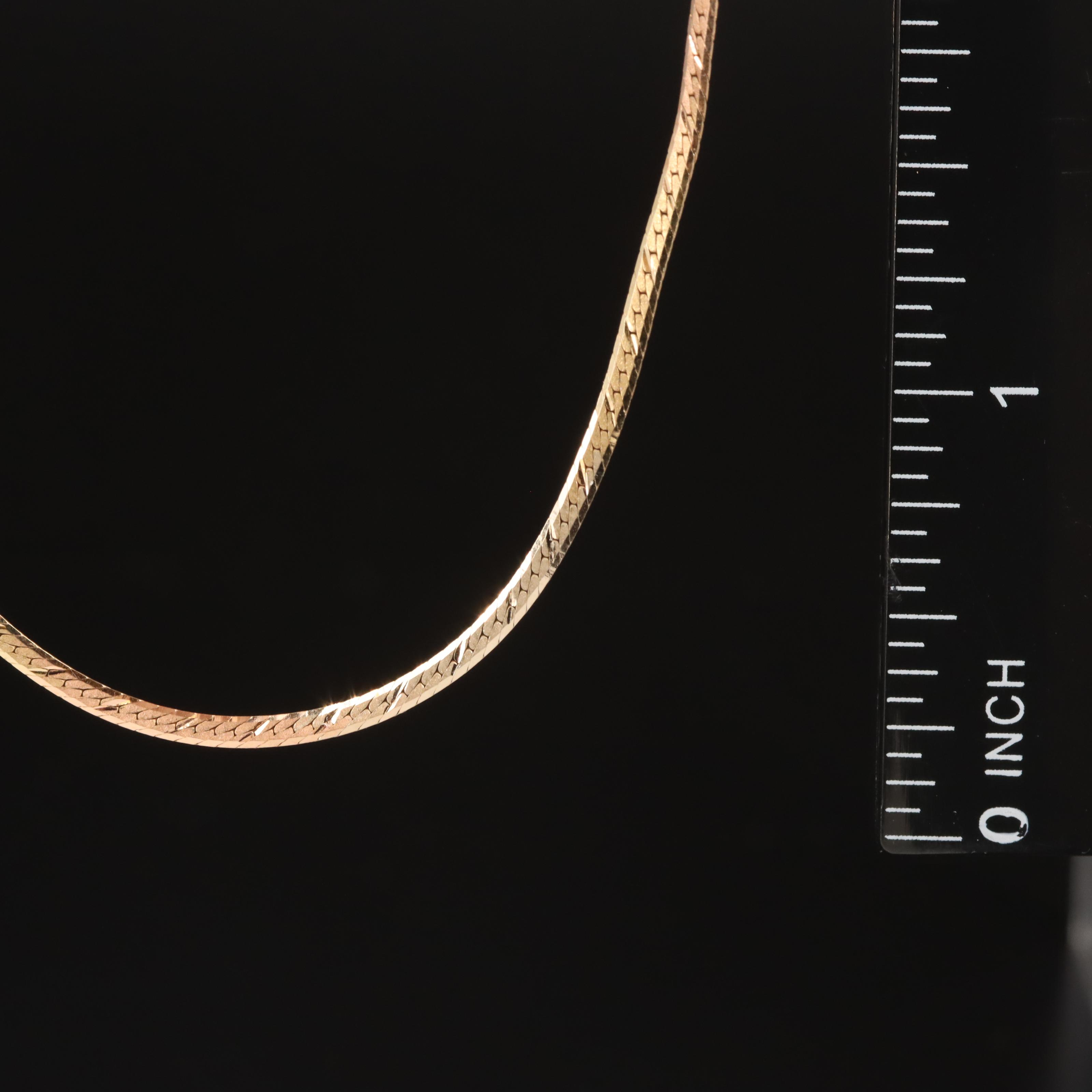 Italian 14K Tri-Color Engraved Herringbone Chain