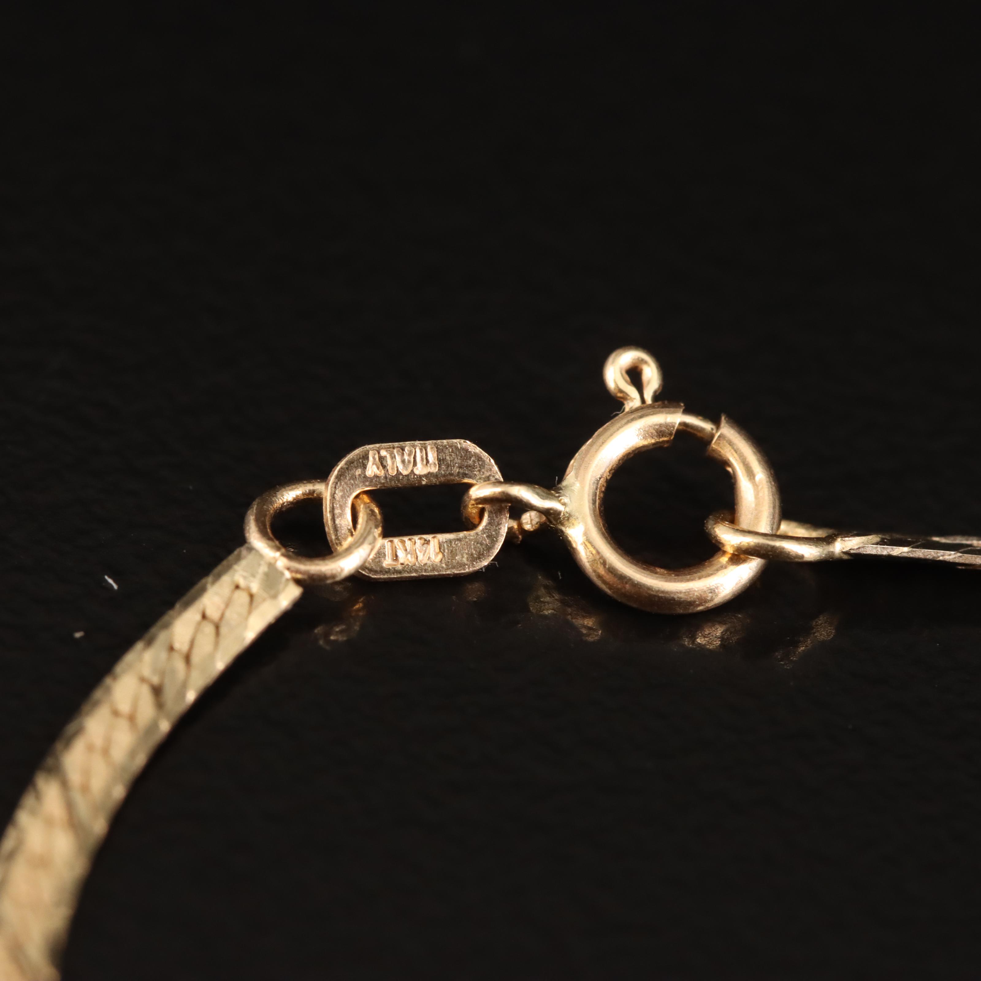 Italian 14K Tri-Color Engraved Herringbone Chain