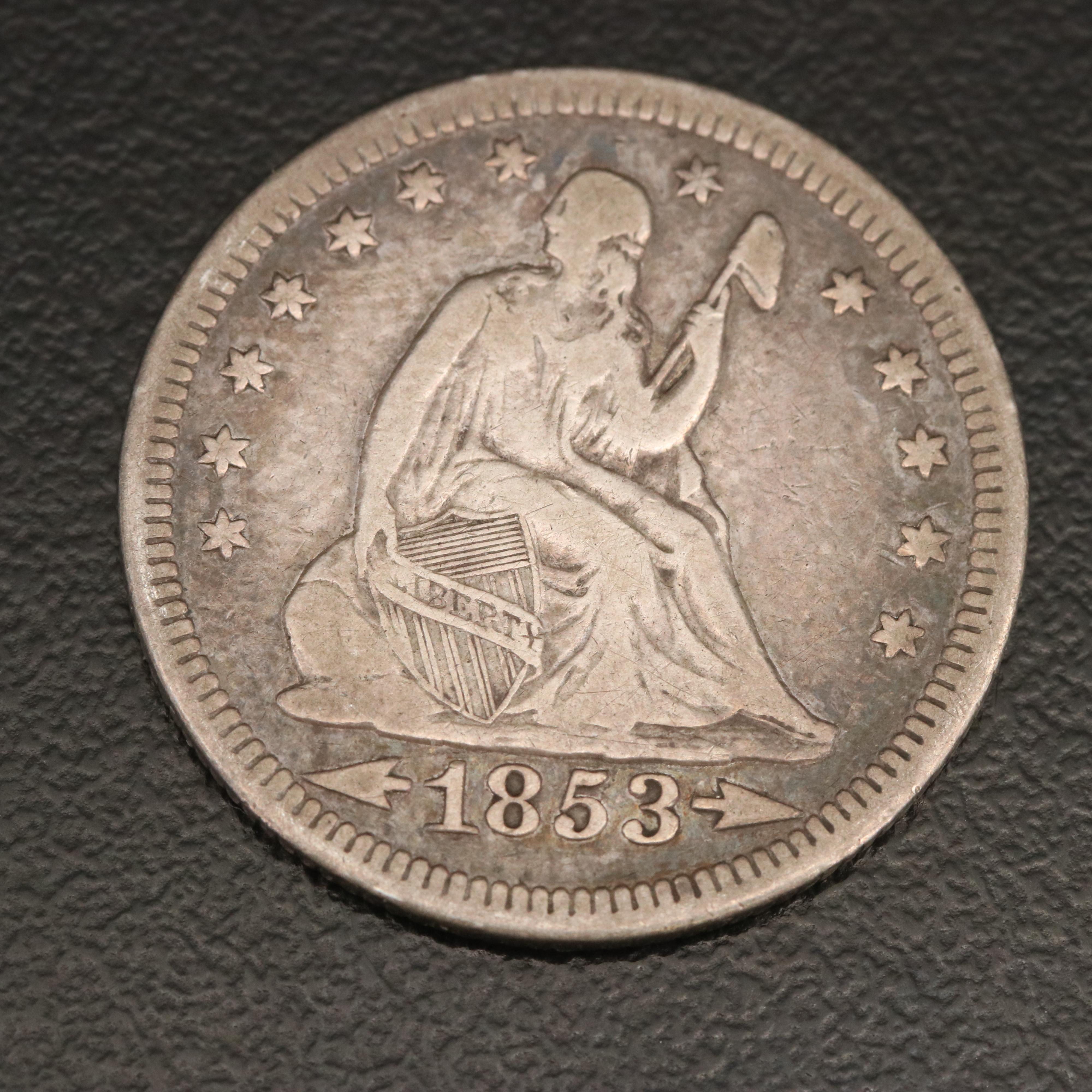 1853 Seated Liberty Silver Quarter
