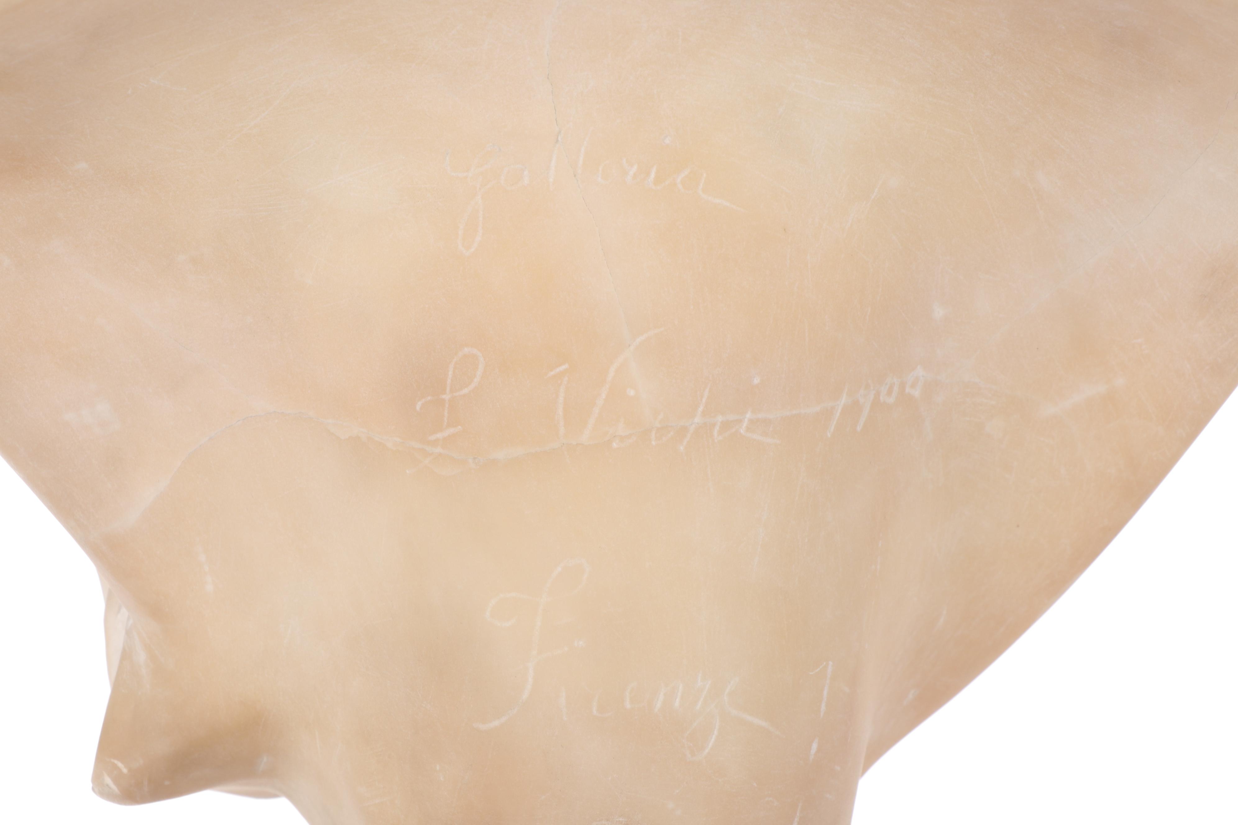 Studio of Fernandino Vichi Alabaster Double-Bust of Mother and Child, 1900