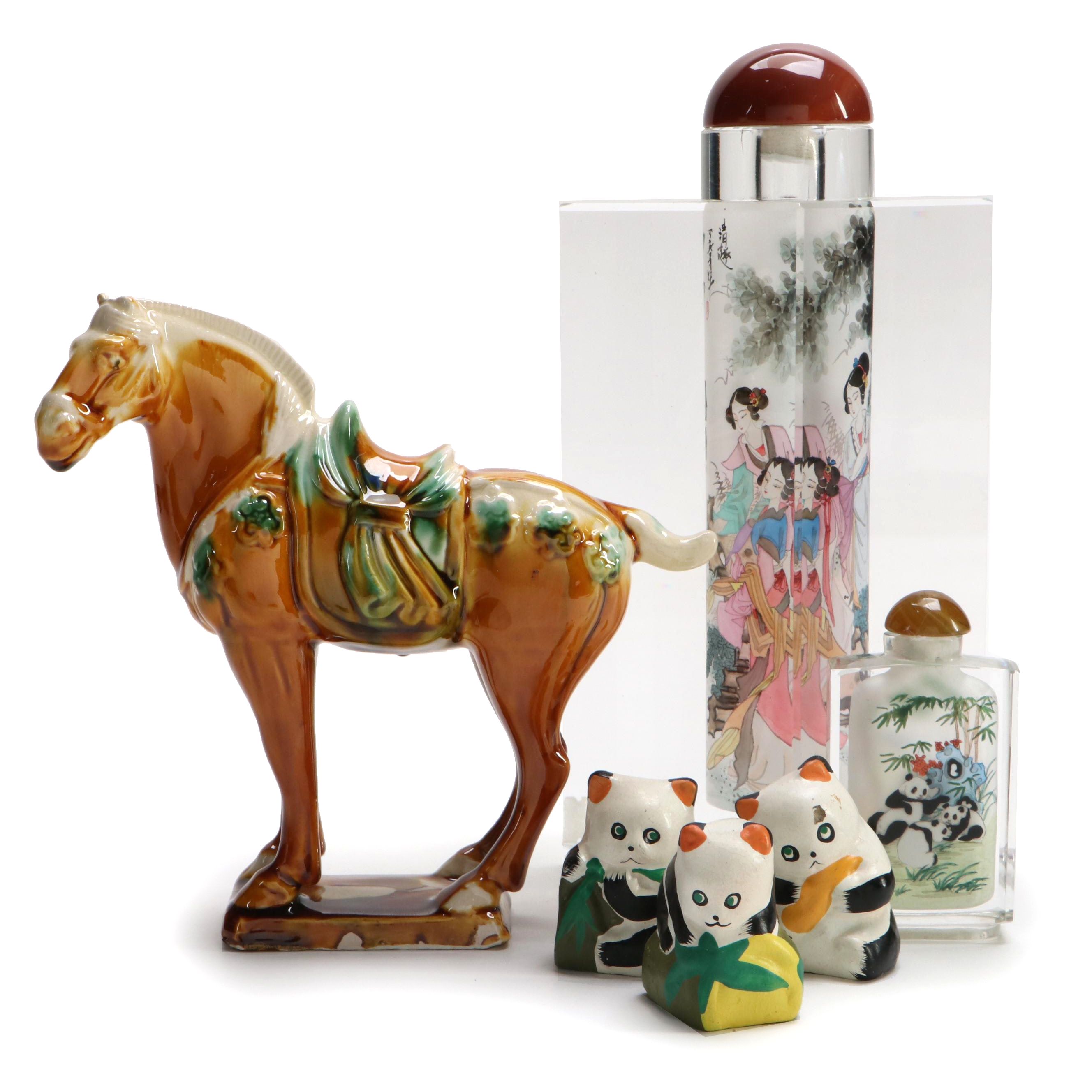 Chinese Reverse Painted Perfume Bottles and Figurines