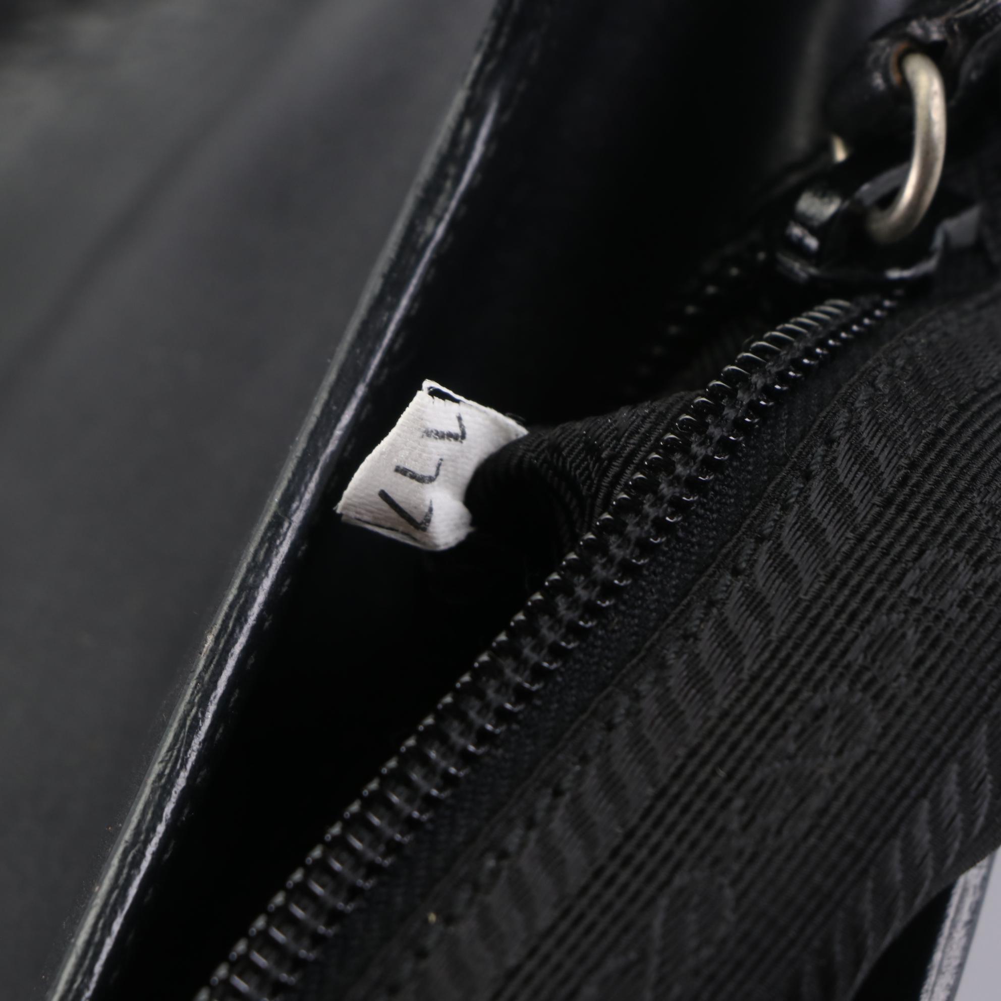 Prada Resin Handle Shoulder Bag in Charcoal Calfskin Leather