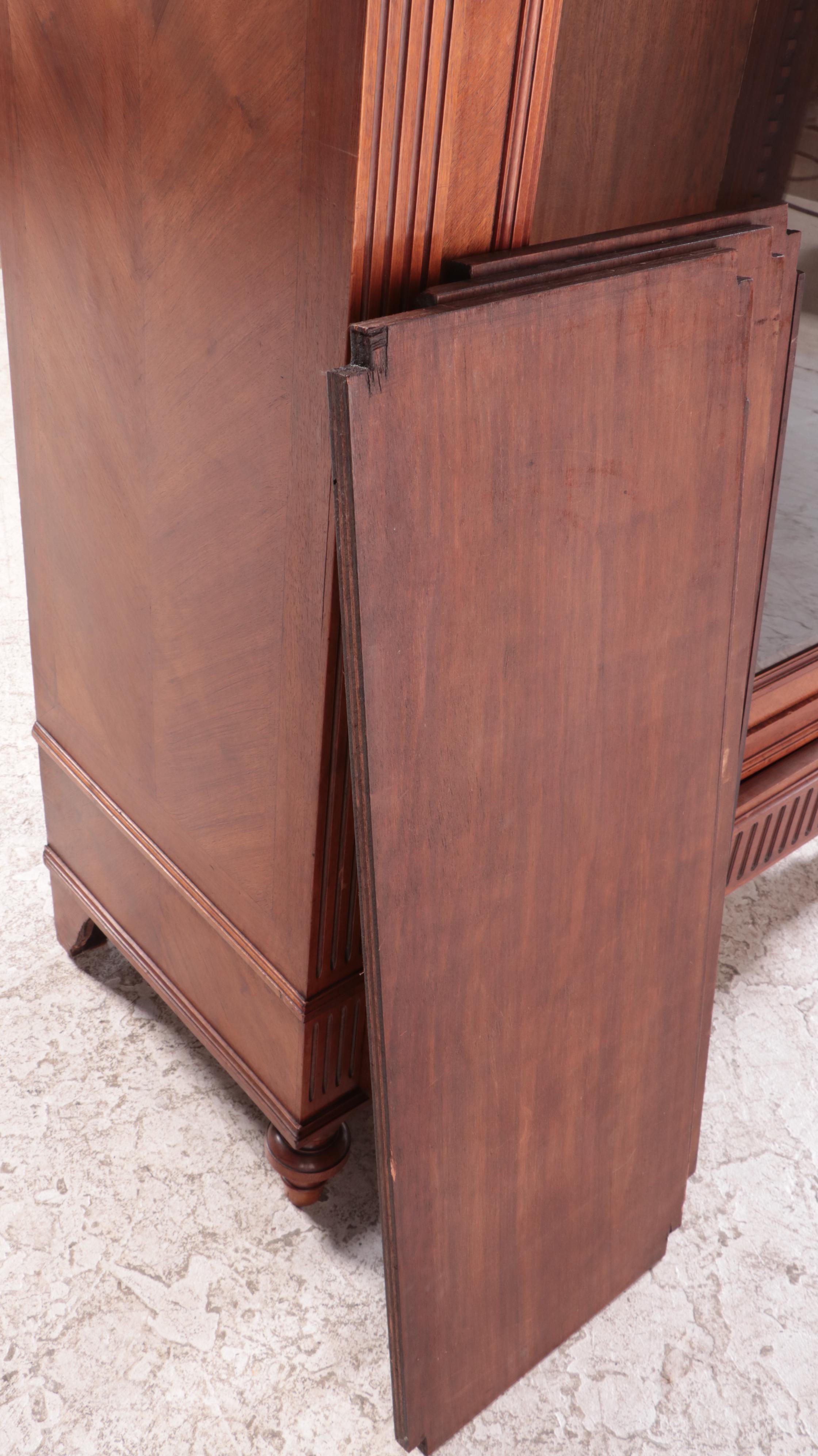 French Louis XVI Style Walnut Display Cabinet, Late 19th/Early 20th Century
