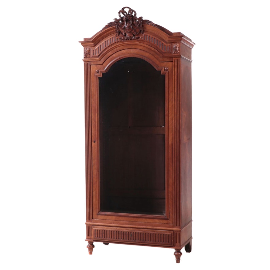 French Louis XVI Style Walnut Display Cabinet, Late 19th/Early 20th Century