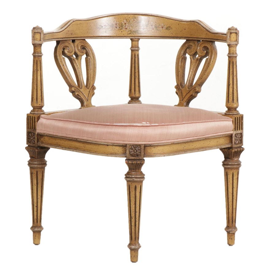 French Provincial Style Upholstered Corner Chair, 20th Century