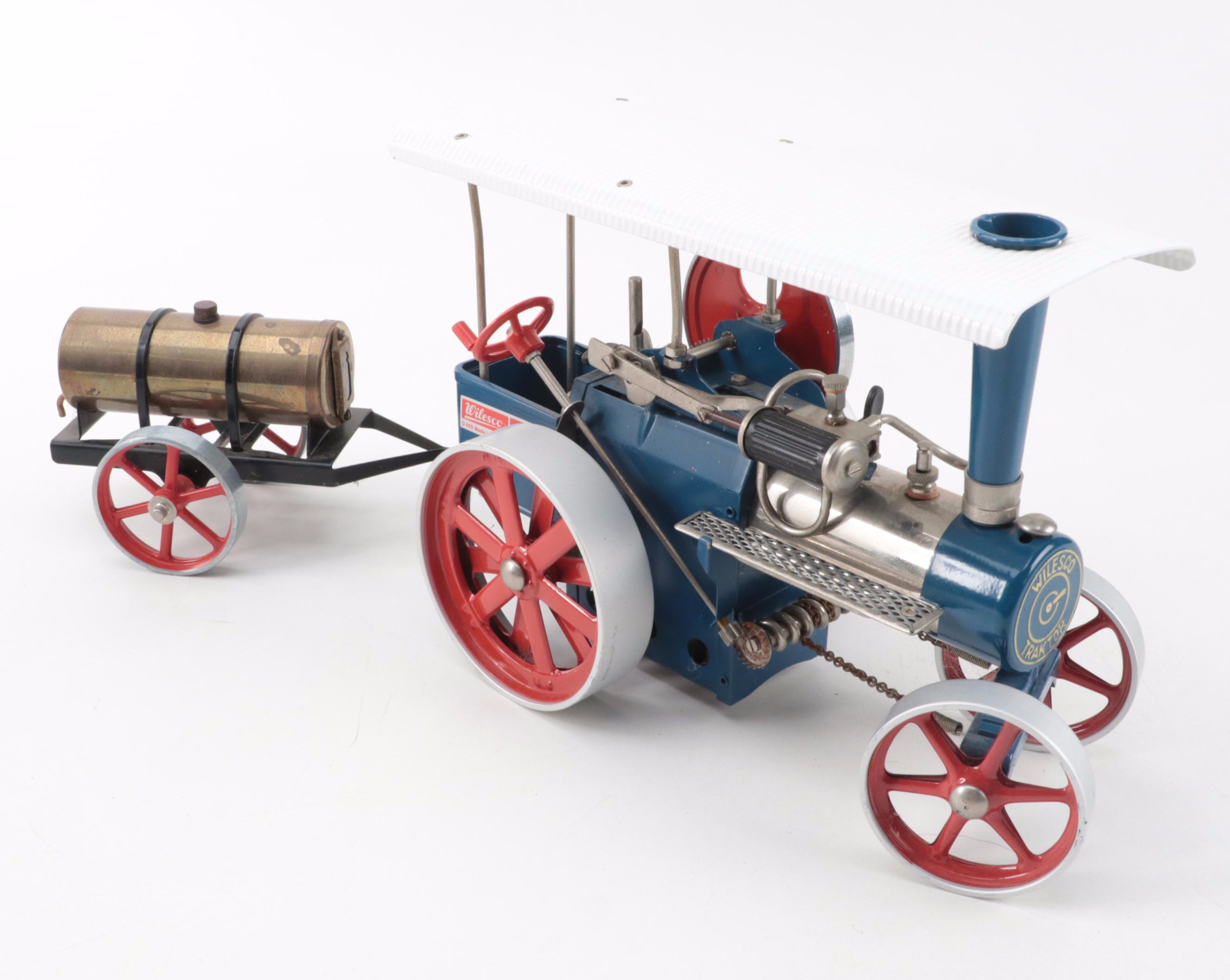 Wilesco and Mamod Metal Toy Steam Traction Engine and Wagon