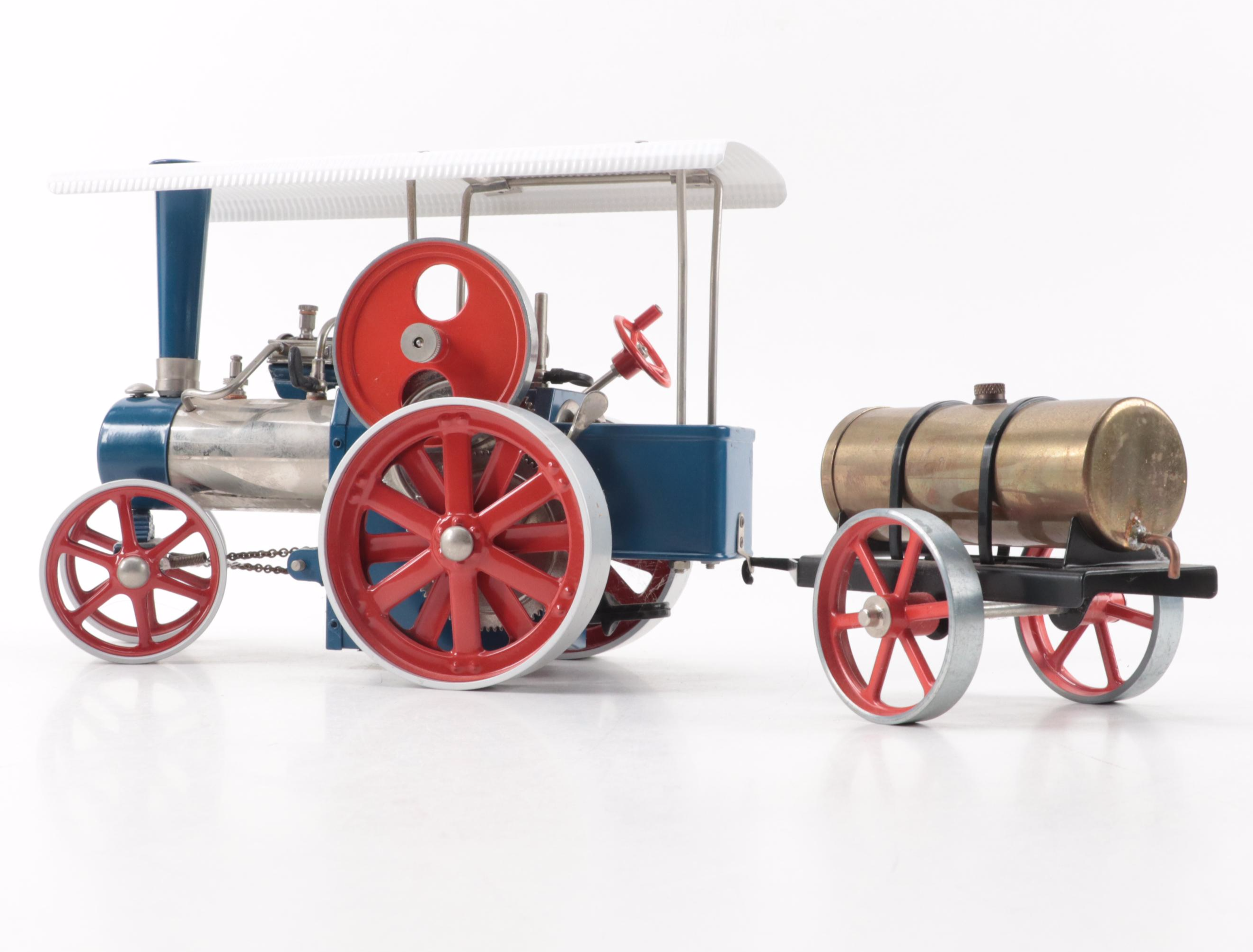 Wilesco and Mamod Metal Toy Steam Traction Engine and Wagon
