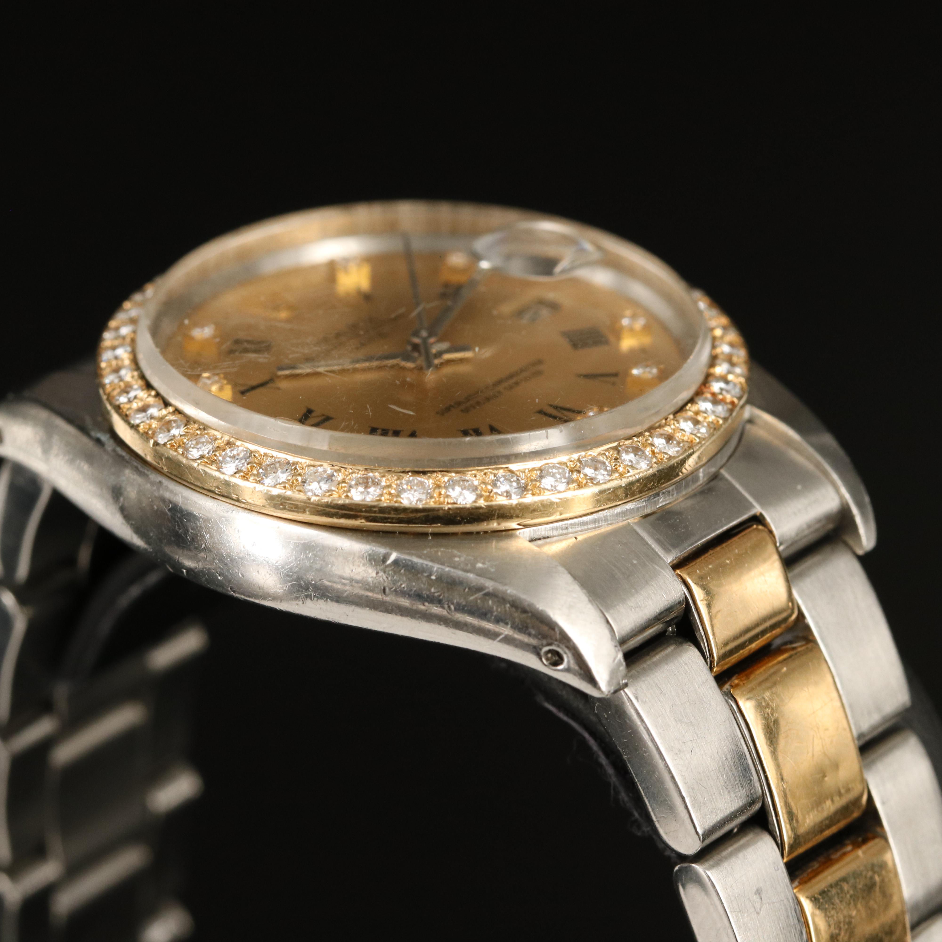 1977 Rolex Oyster Perpetual Date Custom Diamond Dial and Bezel Watch