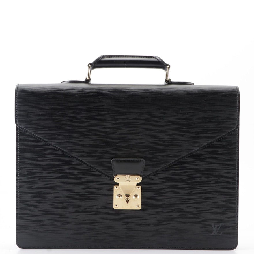 Louis Vuitton Ambassador Briefcase in Black Epi and Smooth Leather