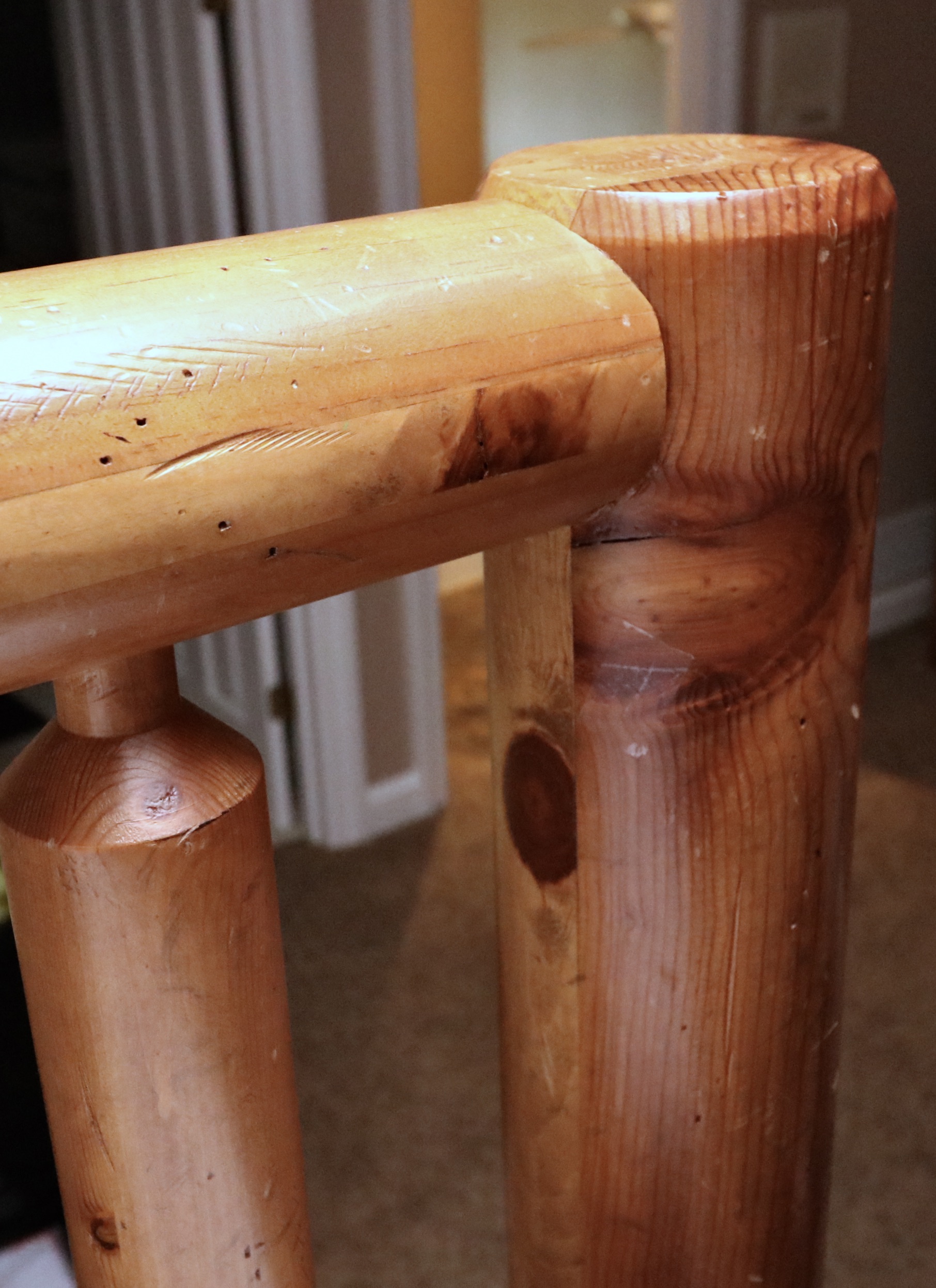 American Signature Distressed Pine Log Bunk Beds