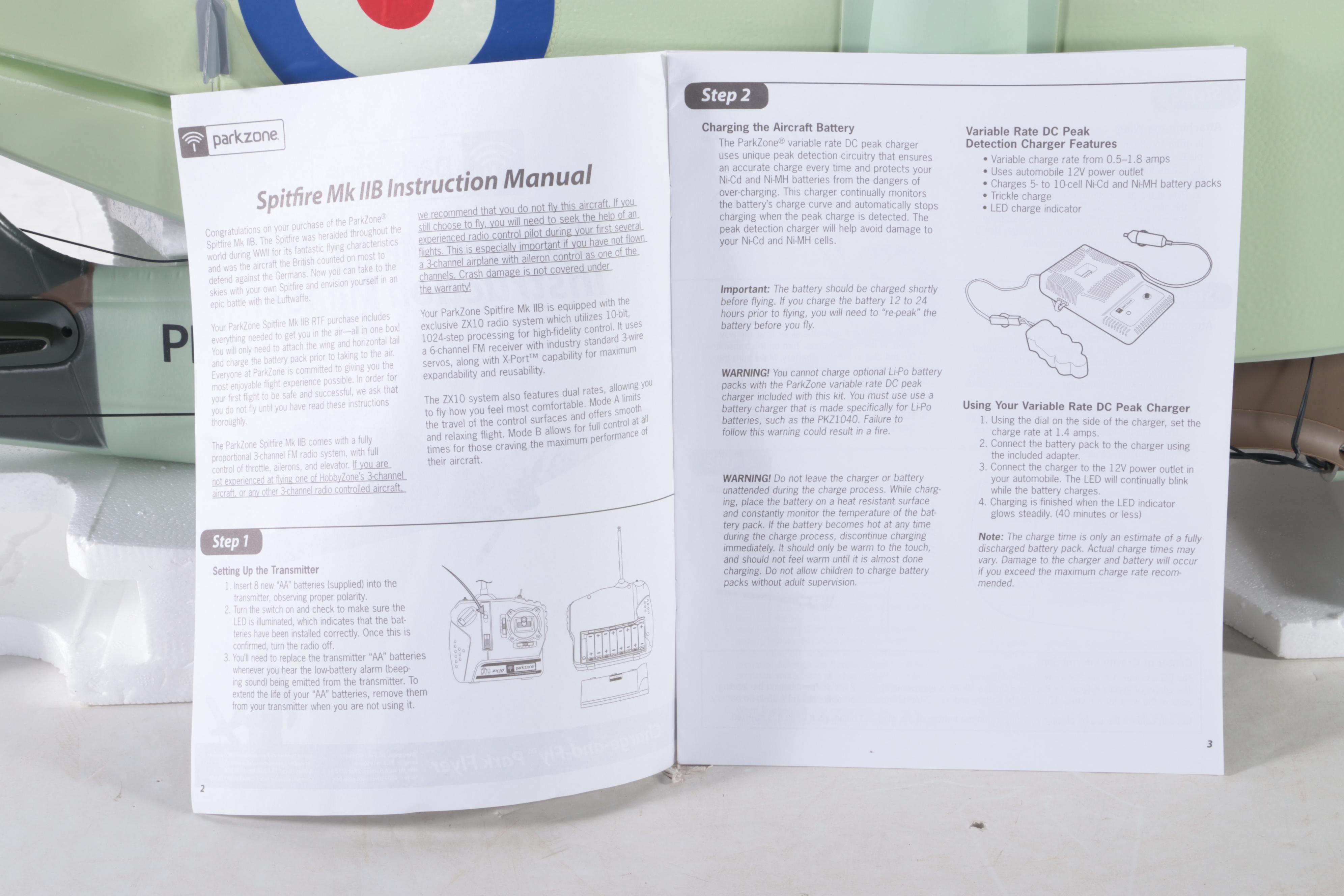 Parkzone Supermarine Spitfire Mk IIB Remote-Control Model WWII Airplane Kit