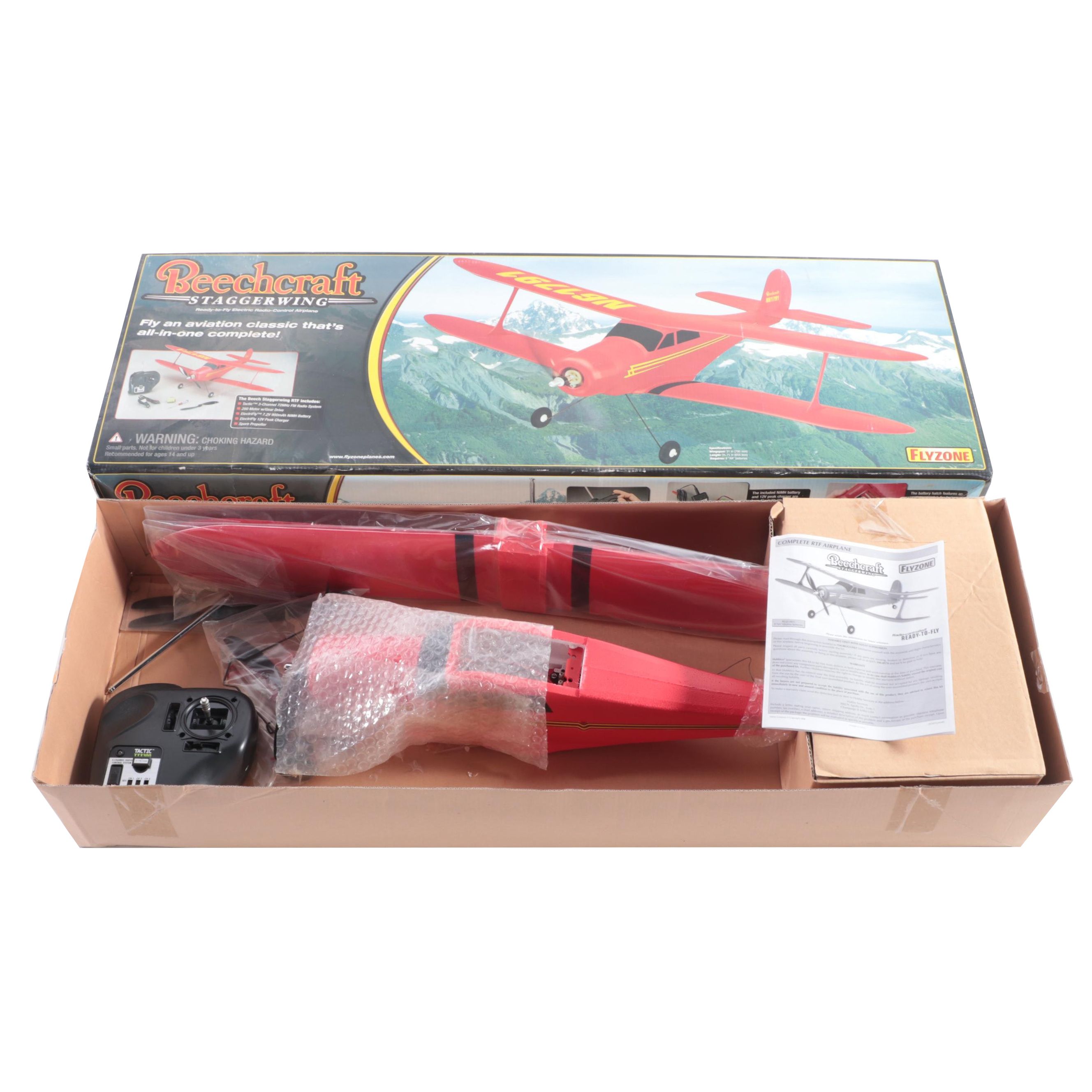 Flyzone Beechcraft Staggerwing Model Airplane with Tactic TTX300 Controller