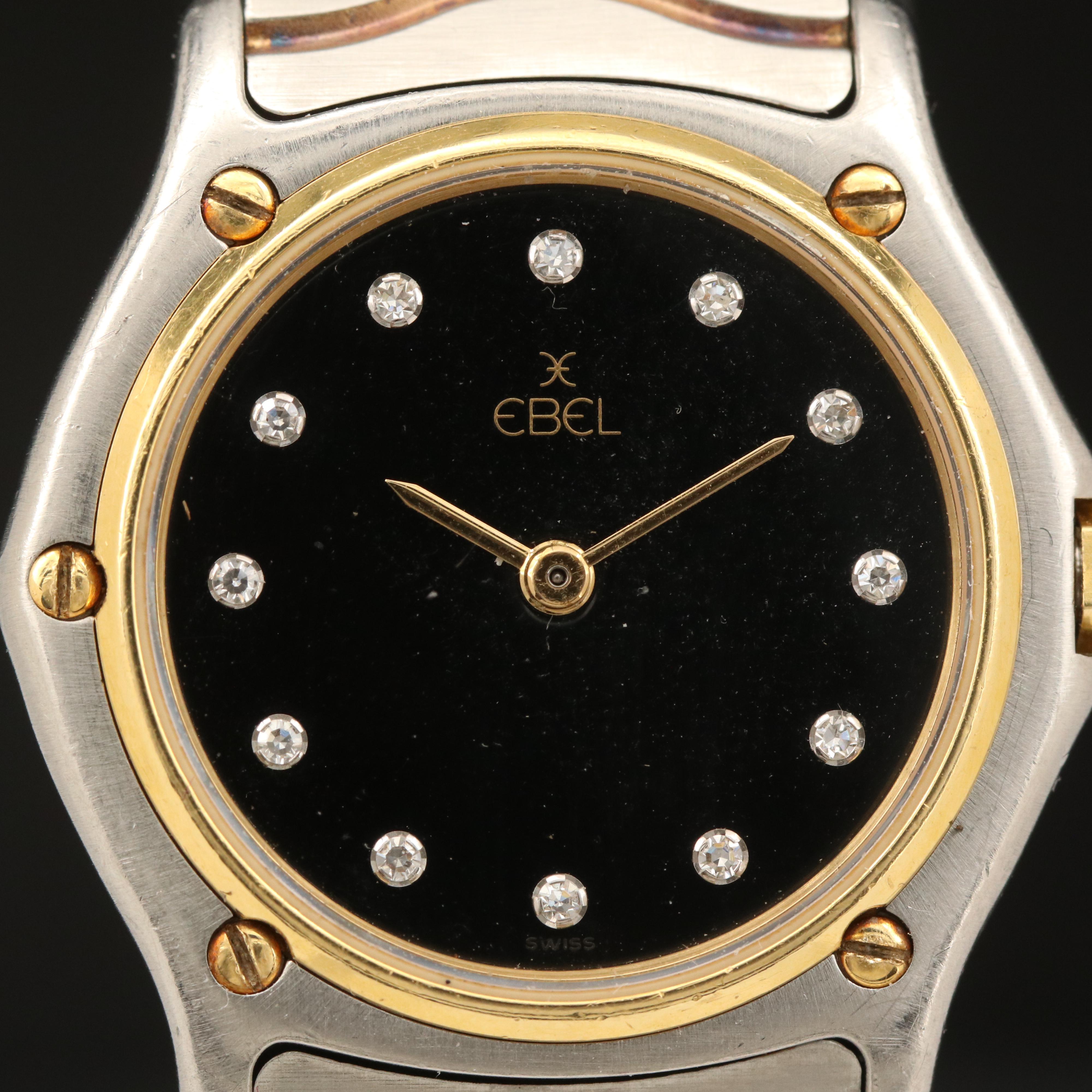 Ebel Classic Wave Black Diamond Dial Watch