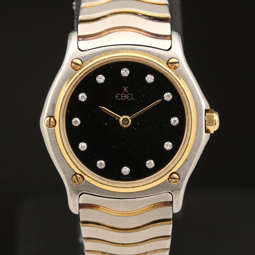 Ebel Classic Wave Black Diamond Dial Wristwatch