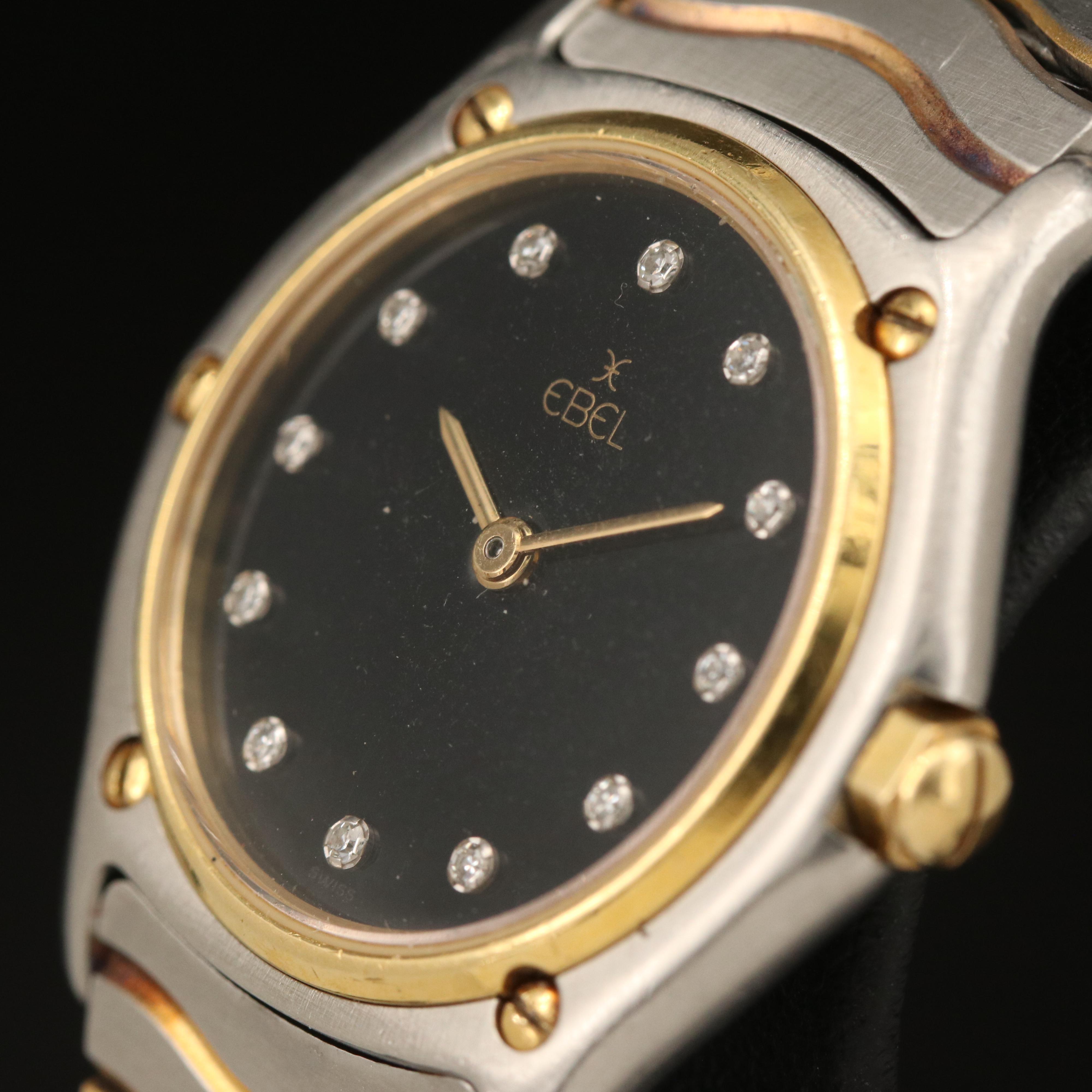 Ebel Classic Wave Black Diamond Dial Watch