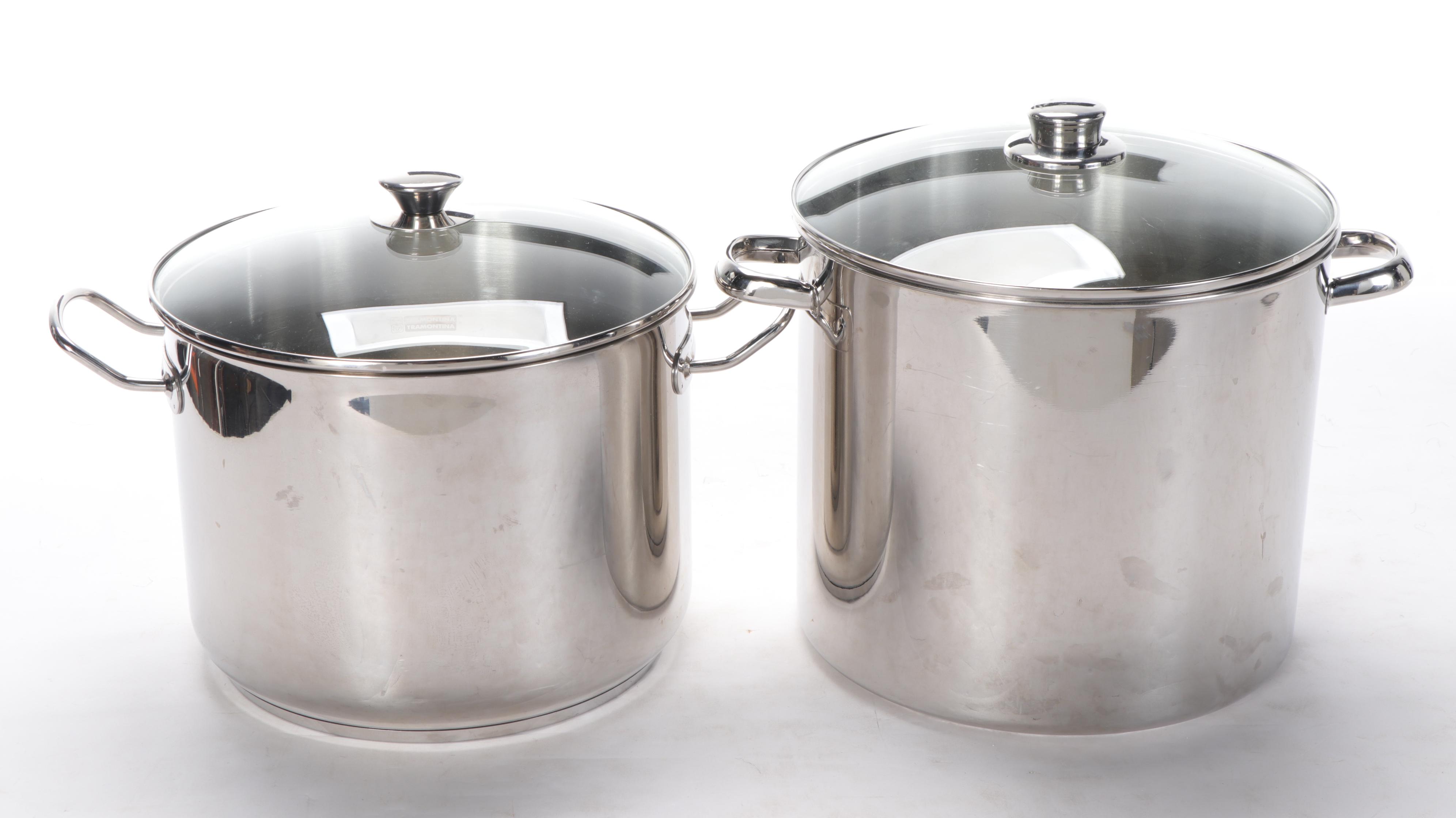Tramontina and Other Stockpots With Strainers and Strainer Insert