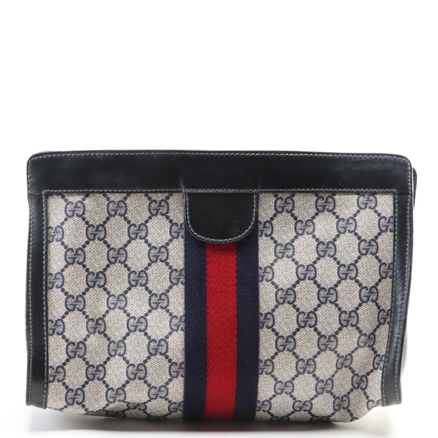 Gucci Accessory Collection Clutch in GG Supreme Canvas, Webbing, and Leather