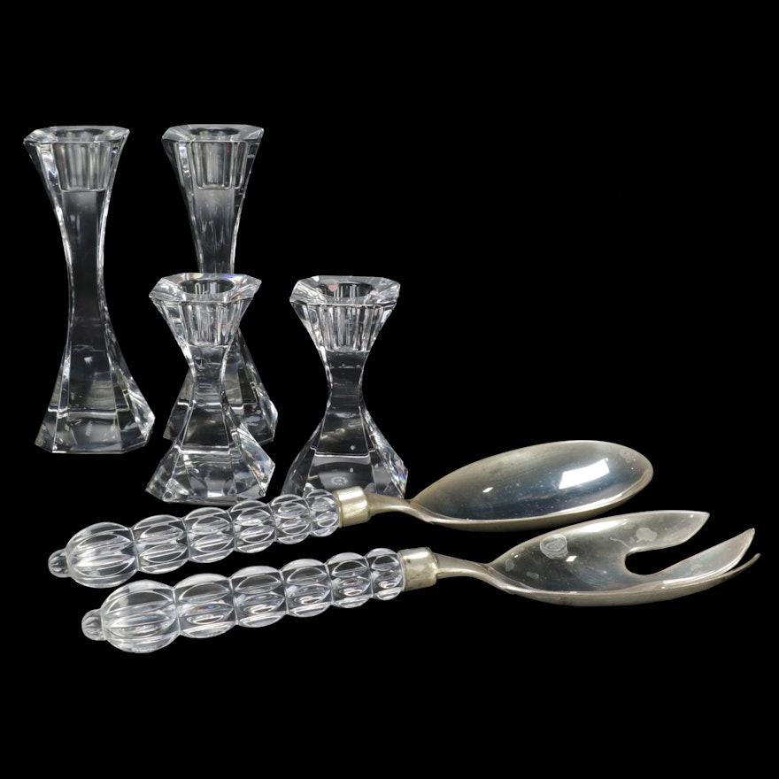Villeroy and Boch Crystal Candle Sticks with Mikasa Salad Servers